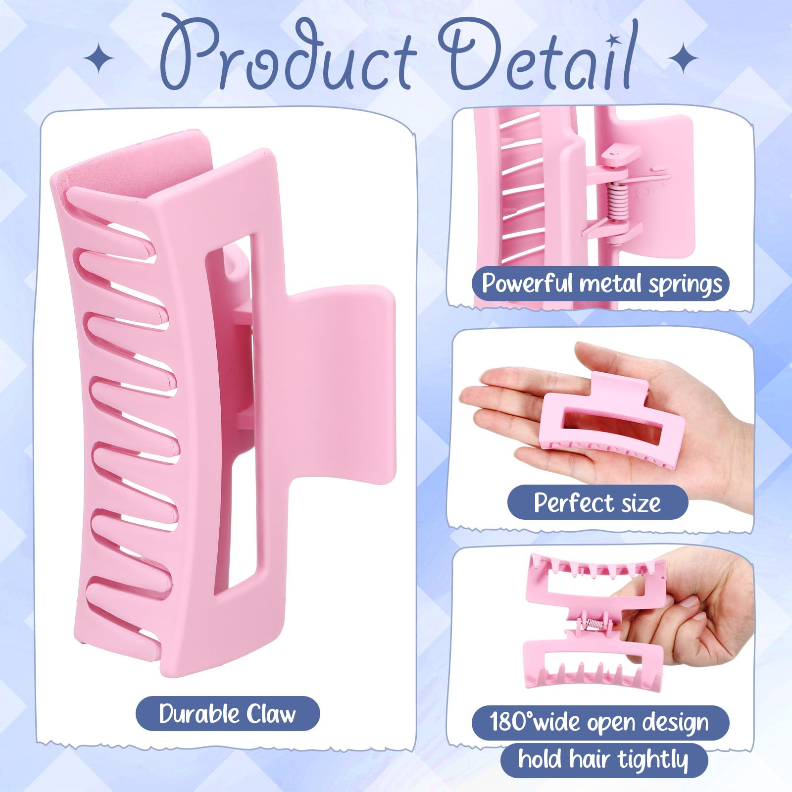 XunYee Juego de 100 pinzas para el pelo a granel, pinzas grandes a granel, pinzas para el pelo de mandíbula cuadrada para mujeres, antideslizantes, rectangulares, accesorios para el cabello para niñas