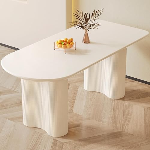 Miniatura 15 de Juego de comedor de 5 piezas, mesa de comedor moderna de 55.11 pulgadas con 4 sillas, juego de mesa de cocina blanca para 4 personas, mesas de