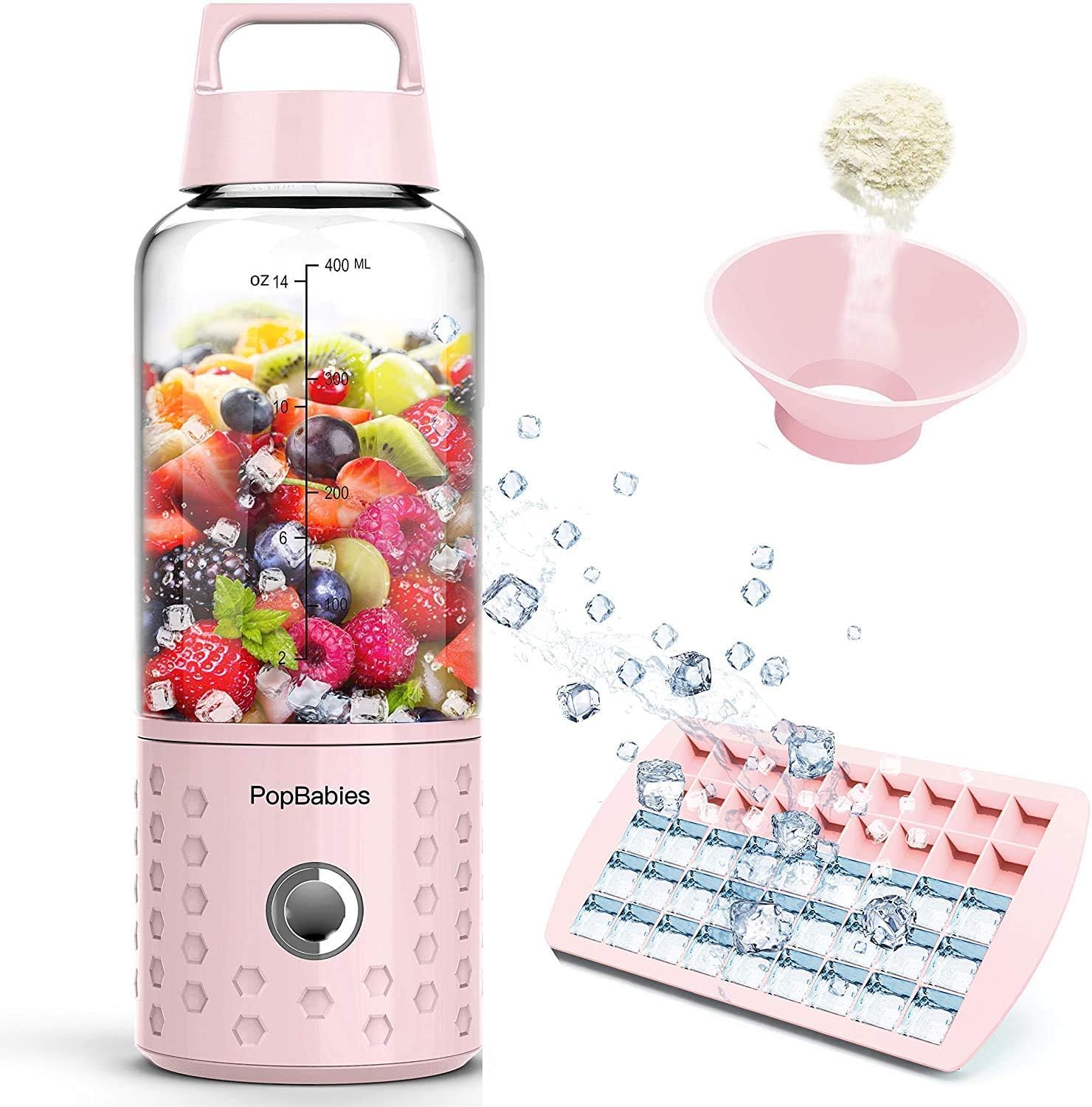 PopBabies Rechargeable USB Portable Blender, Pink