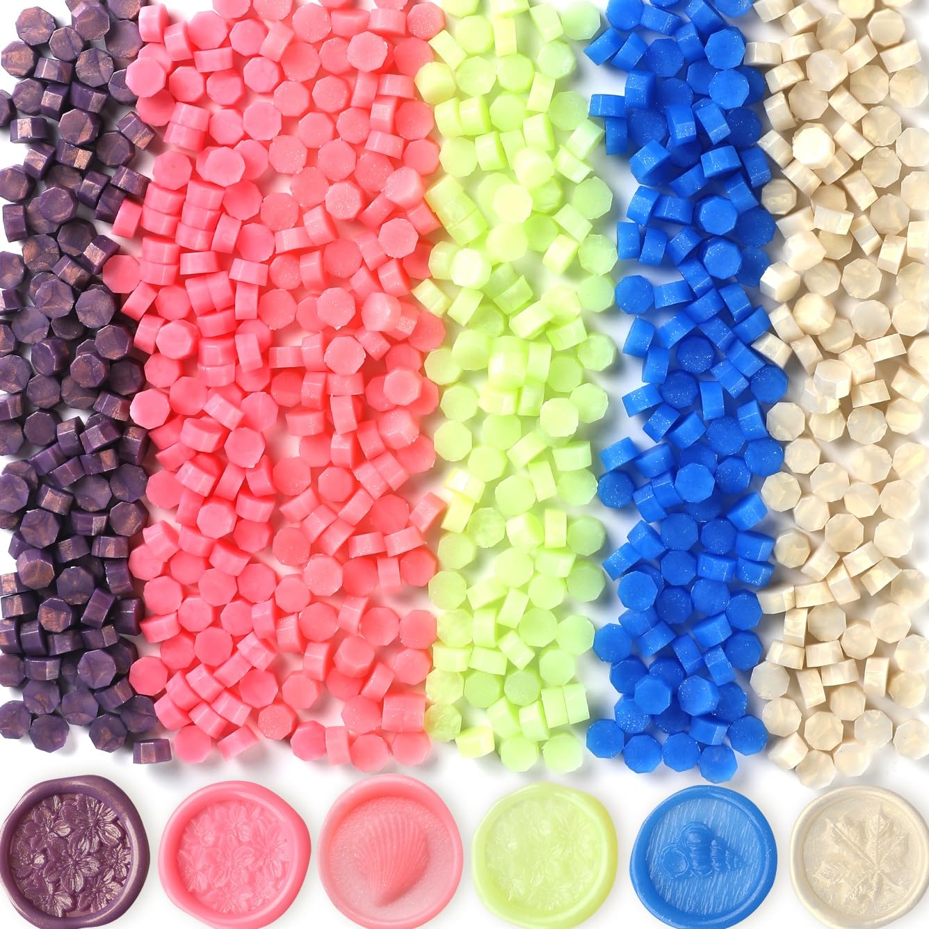 600pcs Wax Seal Beads Jelly Color, Premium Sealing Wax Beads for Stamp Seals, Octagon Seal Stamp Pellets Refill Pack for Wedding Invitation, Letter Envelope, Scrapbook DIY (Jelly Color Mixing) — image 1