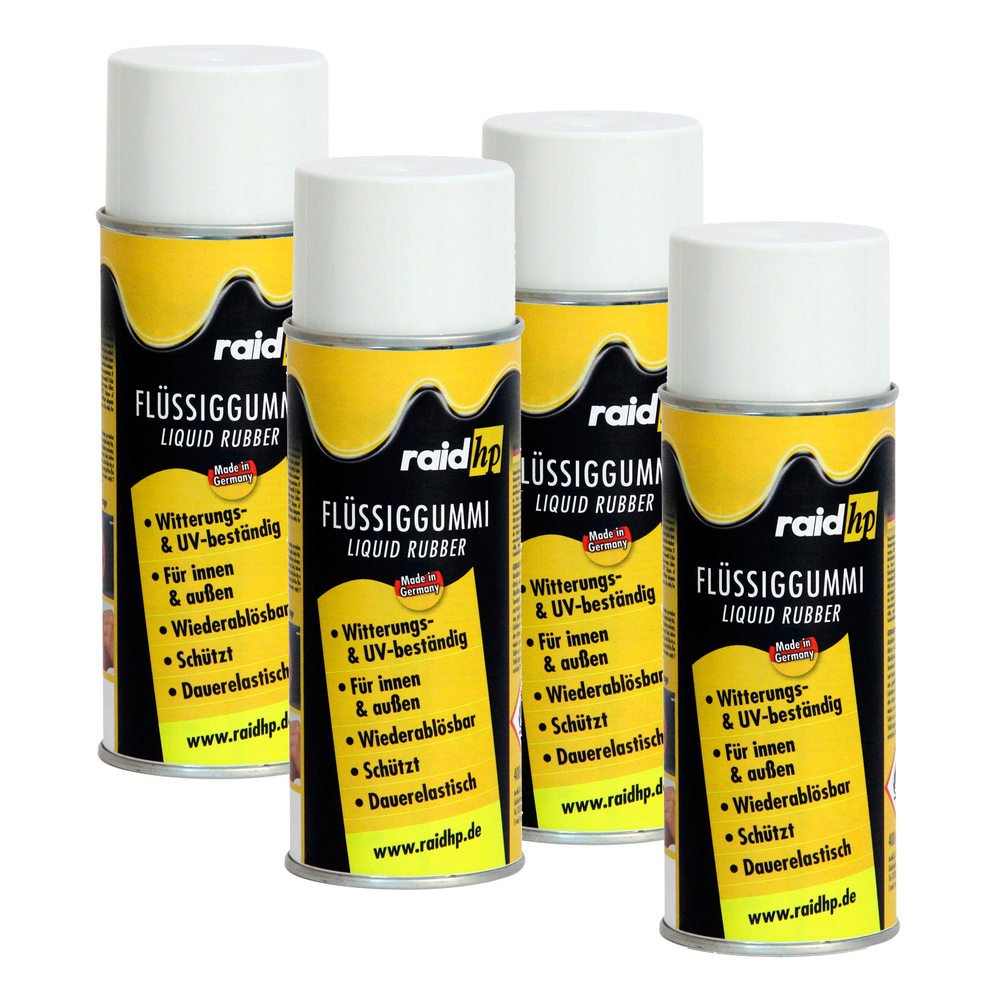 Raid HP 380262 Flüssiggummi 1600ml Weiss-MATT Sprühfolie Felgenfolie. Dauerelastische Gummierung für innen und außen für Auto Boot Motorrad Quad Fahrrad Freizeit Hobby