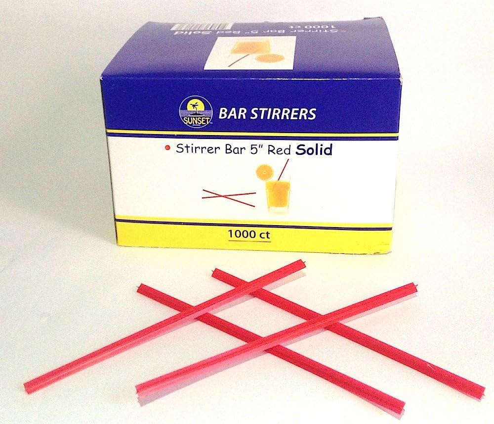 Red SOLID Coffee and Cocktail Stirrer Solid 1000 Ct. Beverage Bar Restaurant Deli