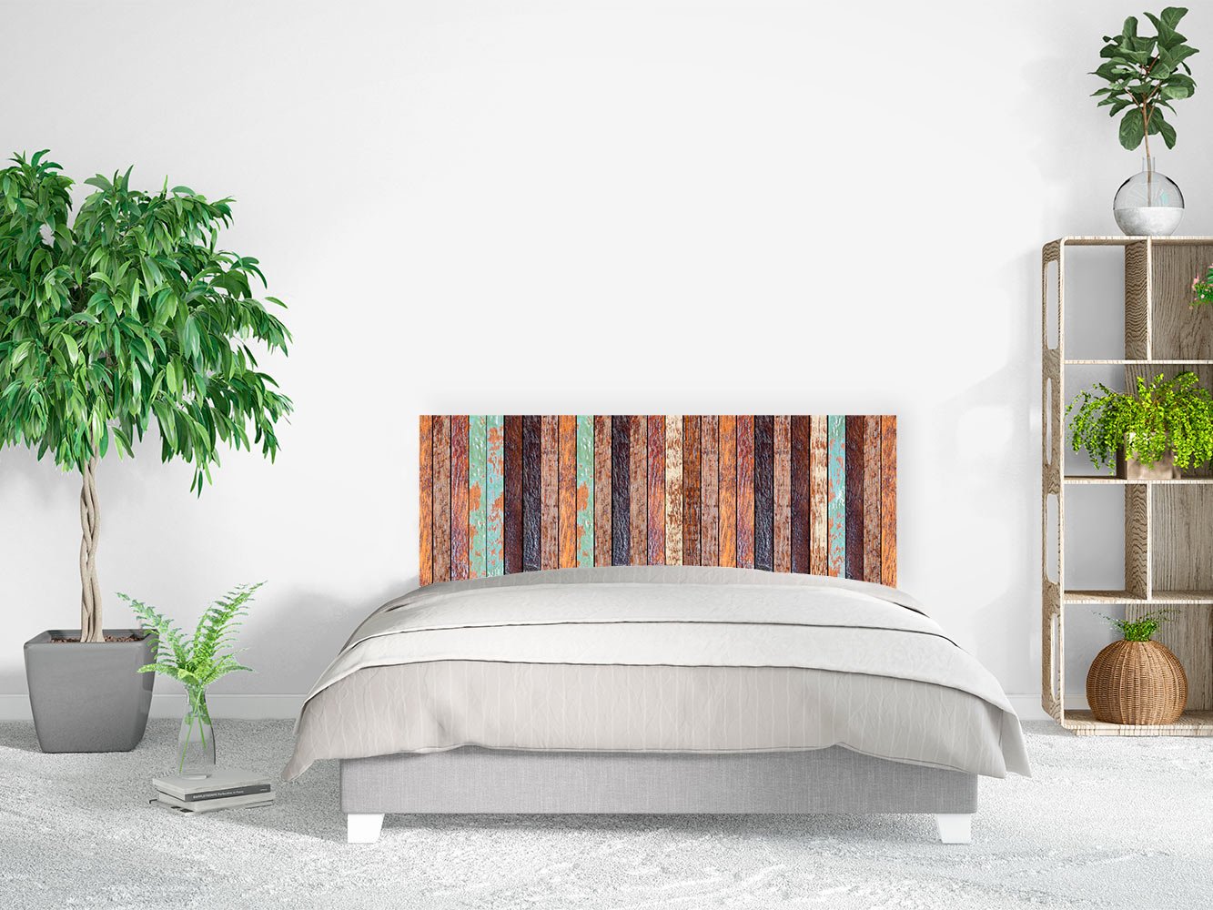 Oedim Cabecero Cama PVC Impresión Digital | Imitación Madera Vieja Vertical 150 x 60 cm