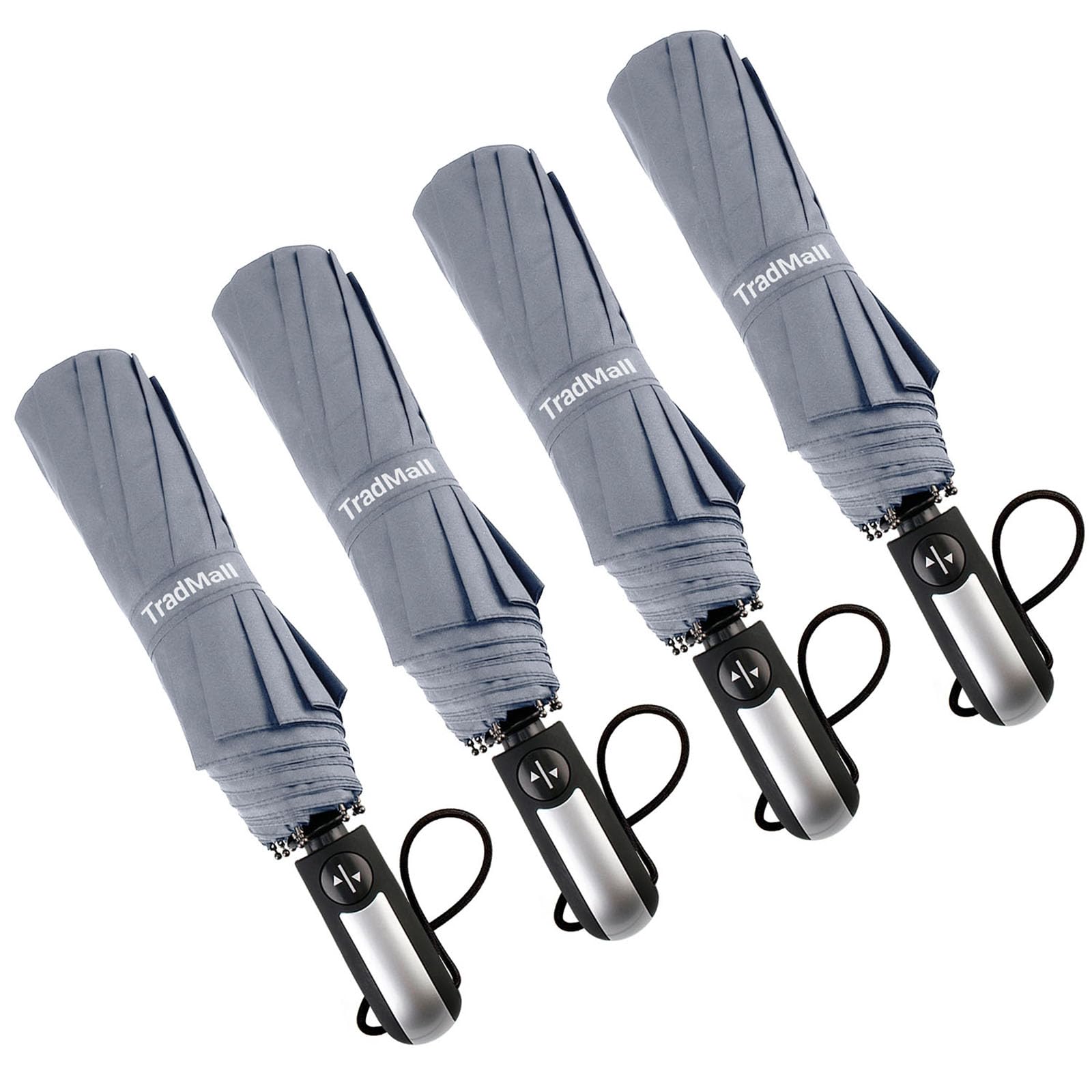 TradMall 4 Pack Travel Umbrella Windproof Portable 46 Inches Large Canopy Ergonomic Handle Auto Open Close