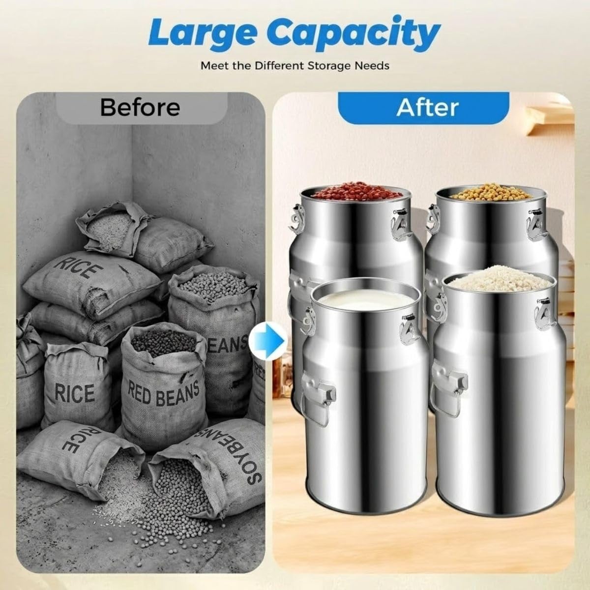 5L Lechera Acero Inoxidable 201 con Grifo Tapa Sellada Transporte Leche | Bidón de Leche 5-100L Acero Inoxidable Cubo para Vino Aceite Almacenar Líquidos Sólidos con Asa(No Spigot,24L)