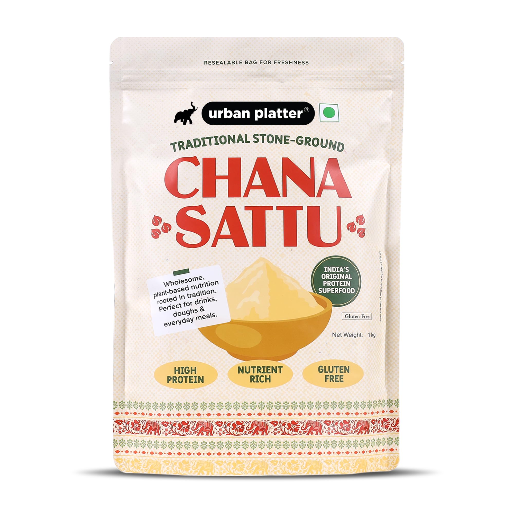 Urban Platter Chana Sattu Powder, 1kg (Traditional Roasted Gram Flour | Rich in Protein | Perfect for Sattu Drink | Gluten Free)-image-44