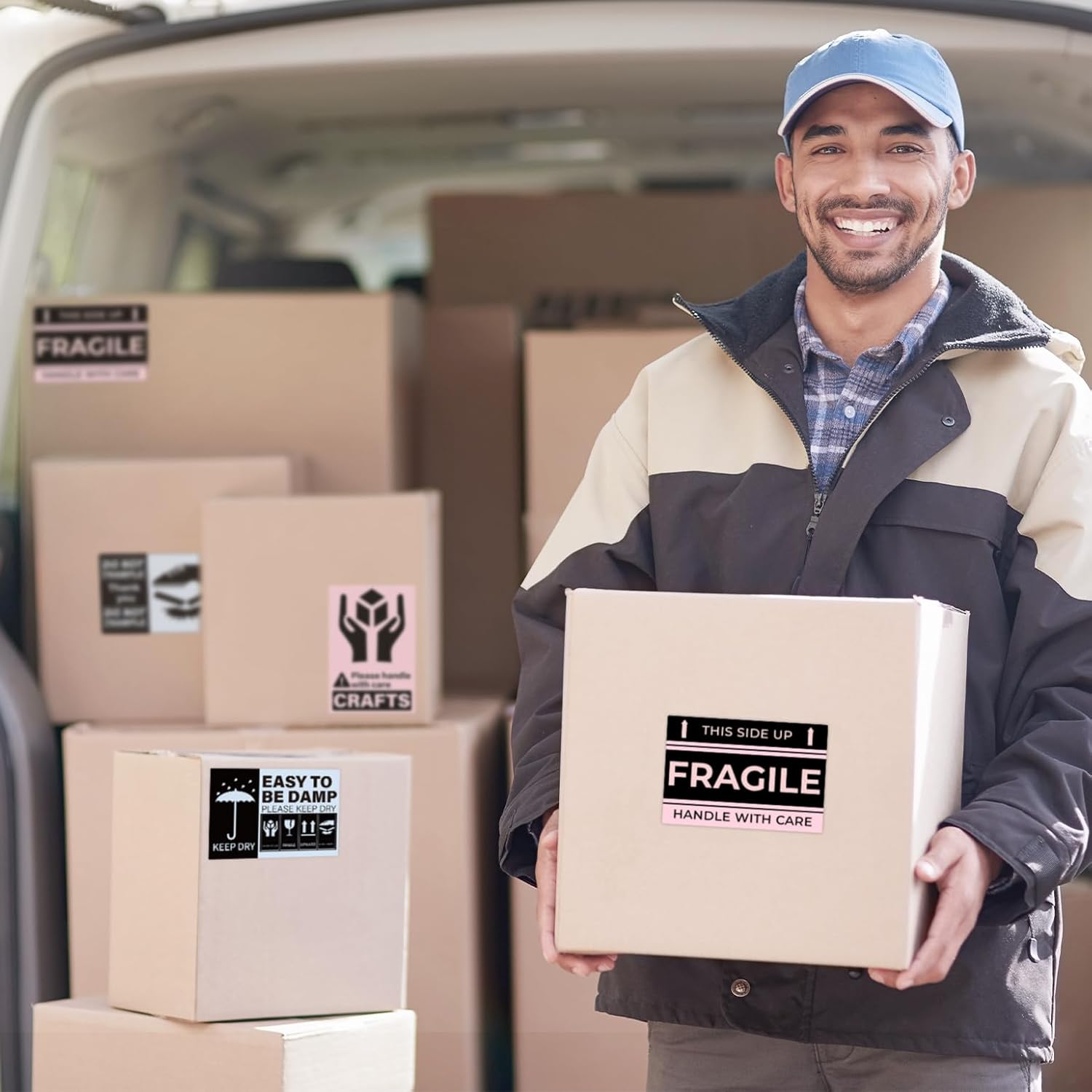 MUNBYN 4"x6" Pink Direct Thermal Shipping Labels, Commercial Grade Permanent Adhesive Fanfold Mailing Postage Label Paper for Thermal Printers and Packages, 500 Sheets per Stack - Image 4