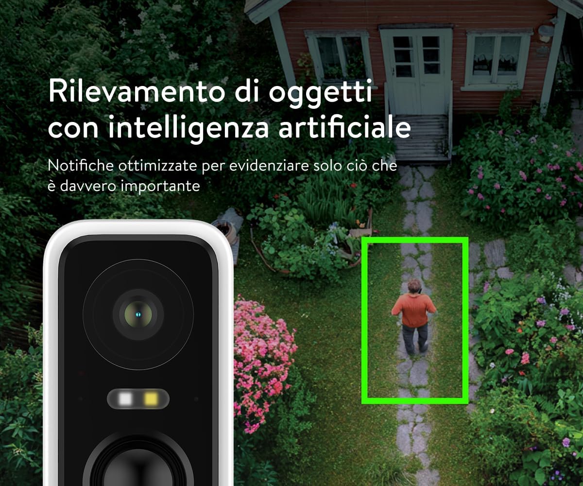 Telecamera Wi-Fi 2K · Esterno IP65, Senza Fili, Batteria Rimovibile 5200mAh, Visione Notturna a Colori 30m, AI Locale, Audio Bidirezionale, App Italiana, Marchio Italiano