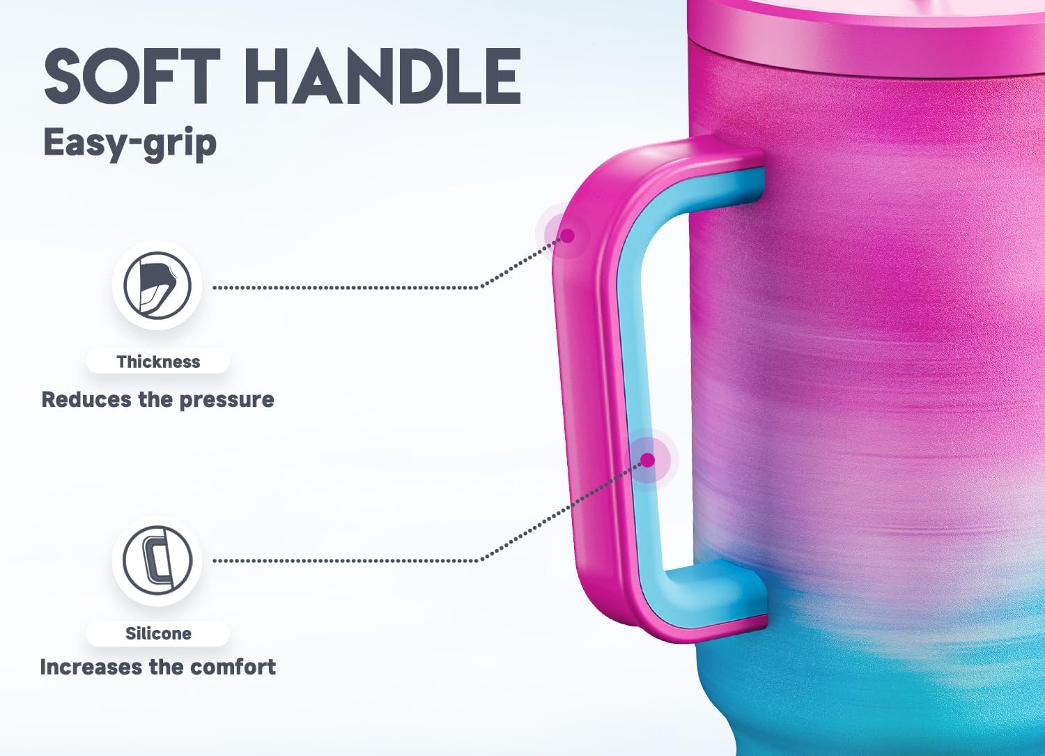 Meoky 40 oz Tumbler with Handle and Straw, Tumbler with Lid and Straw, Insulated Stainless Steel Travel Mug, 100% Leak-proof, Keeps Cold for 34 Hours or Hot for 10 Hours (Marshmallow) - Image 4