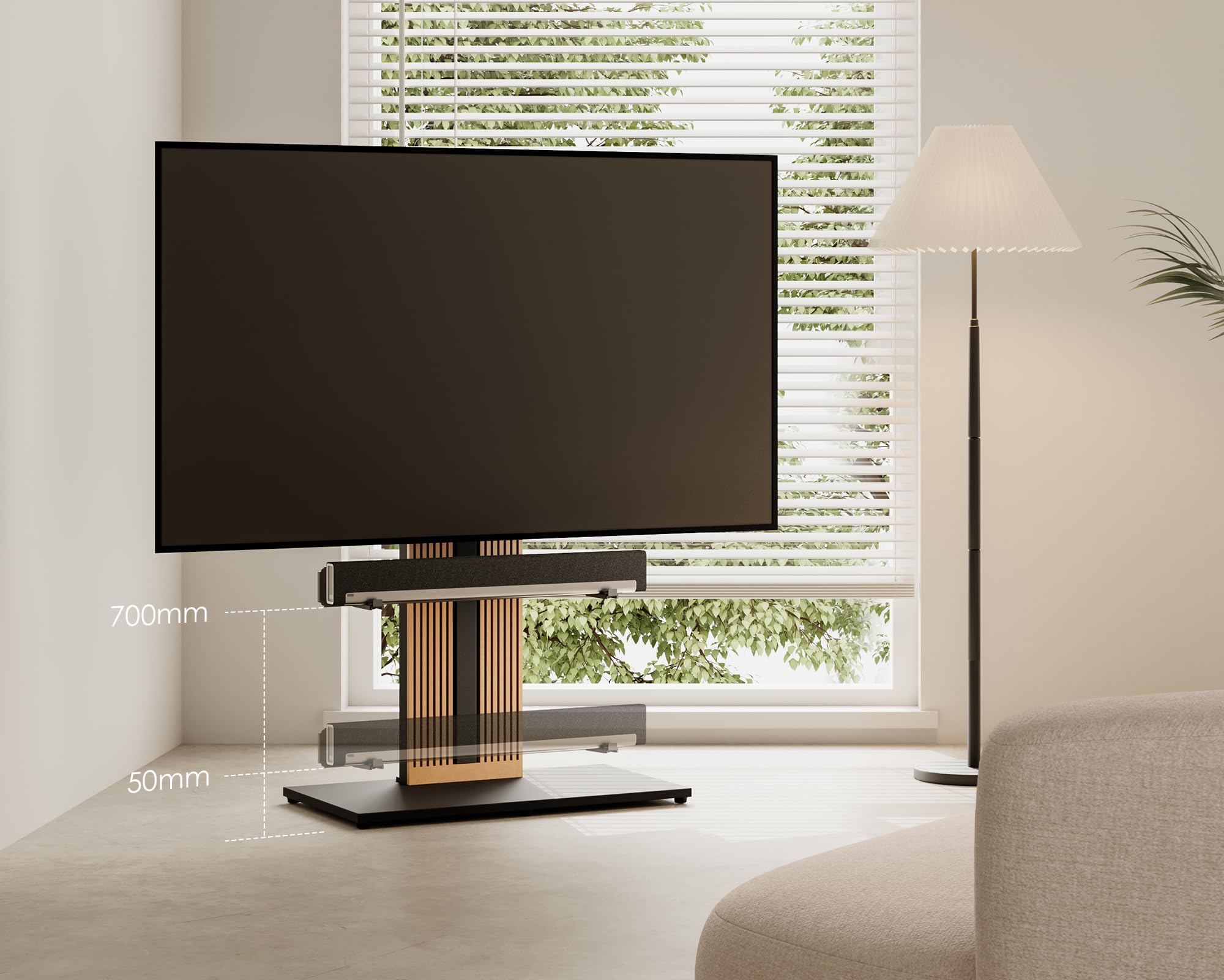 FITUEYES Design Supporto per Soundbar, Adatto per I Supporti TV Delle Serie Zen e Cantor, Staffa per Soundbar Regolabile Fino a 6,5 kg, Dotata di Cuscinetti Antiscivolo in EV.