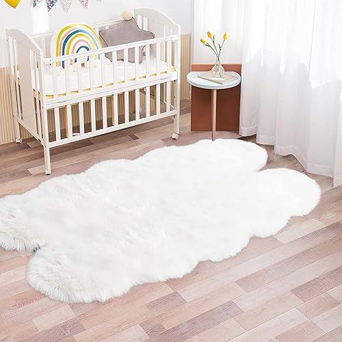 Miniatura 186 de Latepis - Tapete de cuero sintético, esponjoso, pelo largo, de 5 x 8 pies, color blanco, para la sala, dormitorio, sala de juegos o habitación del
