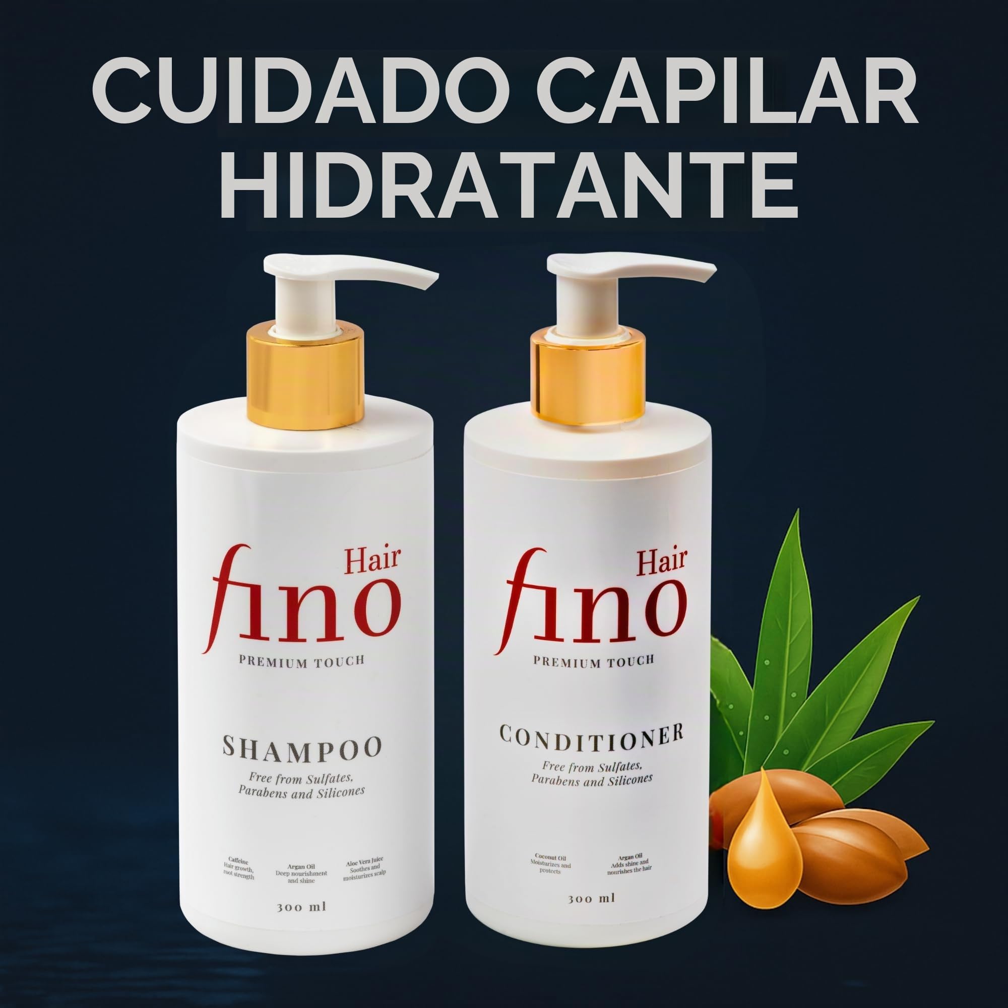 fino Hair Pack Champú y Acondicionador - cabello seco y dañado | Biotina, queratina y cafeína - cuidado, brillo y anti-frizz, sin siliconas ni parabenos
