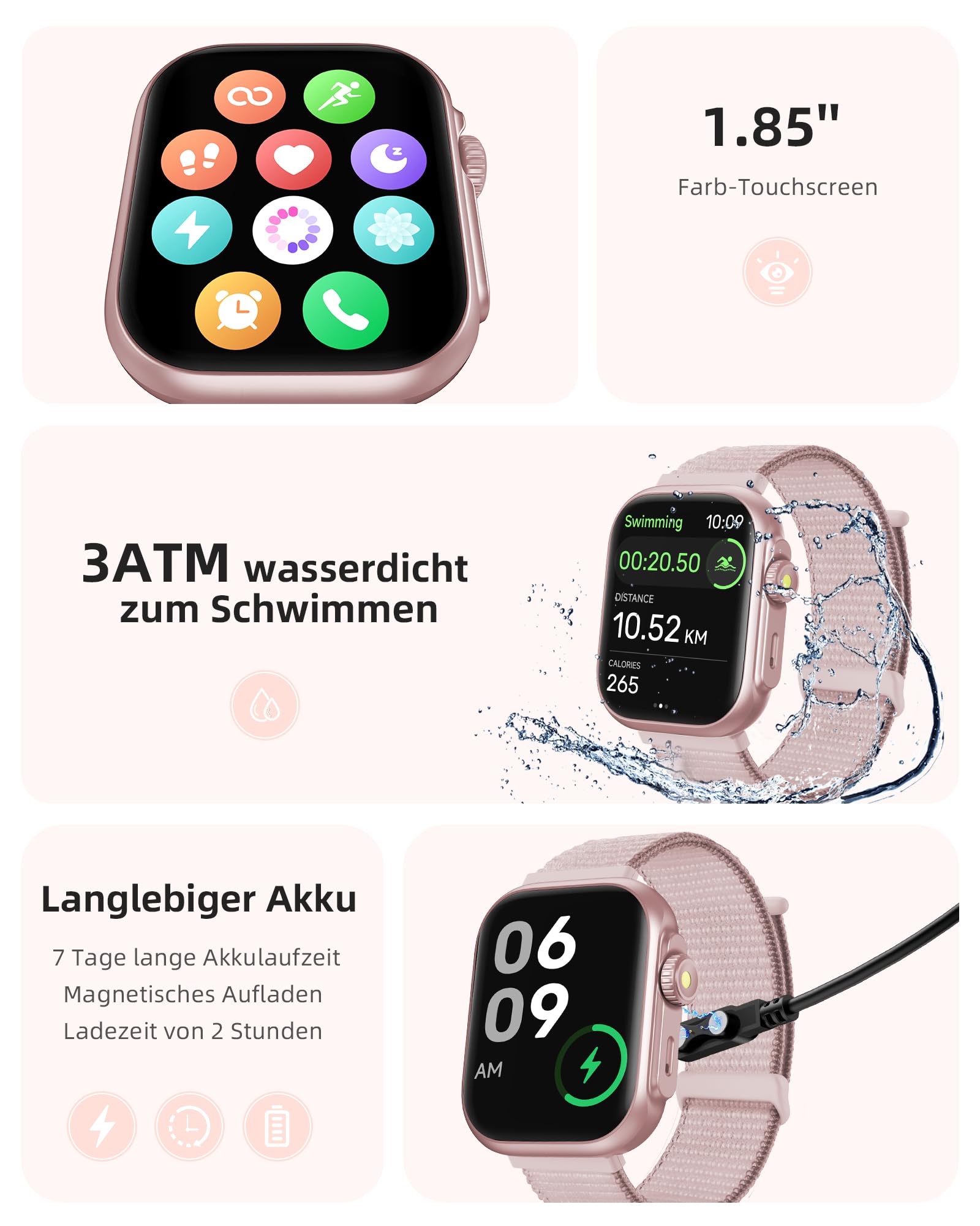 Parsonver Smartwatch mit Eingebautes GPS, 30M Schwimmend Wasserdicht | Fitnessuhr mit Bluetooth Telefonfunktion, Fitness Watch mit 100+ Sportmodi, Herzfrequenz, Schlafen, für Android/iOS