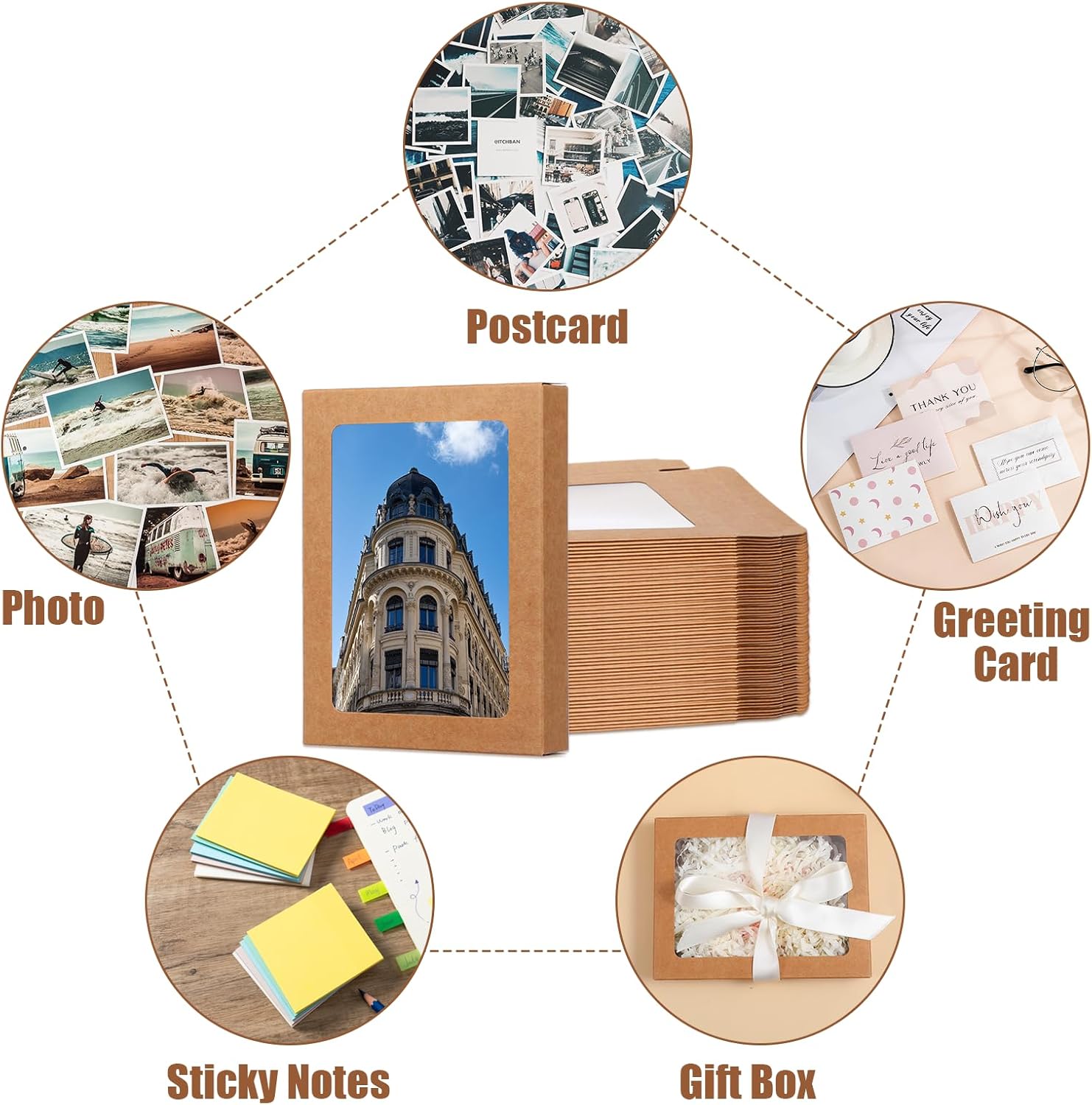 60 Pcs Greeting Card Box Storage Organizer with Clear PVC Window - 4.5 x 6 x 1 Inch Paper Boxes for Photo Cards Storage, Perfect Greeting Cards Organizer Bulk Set
