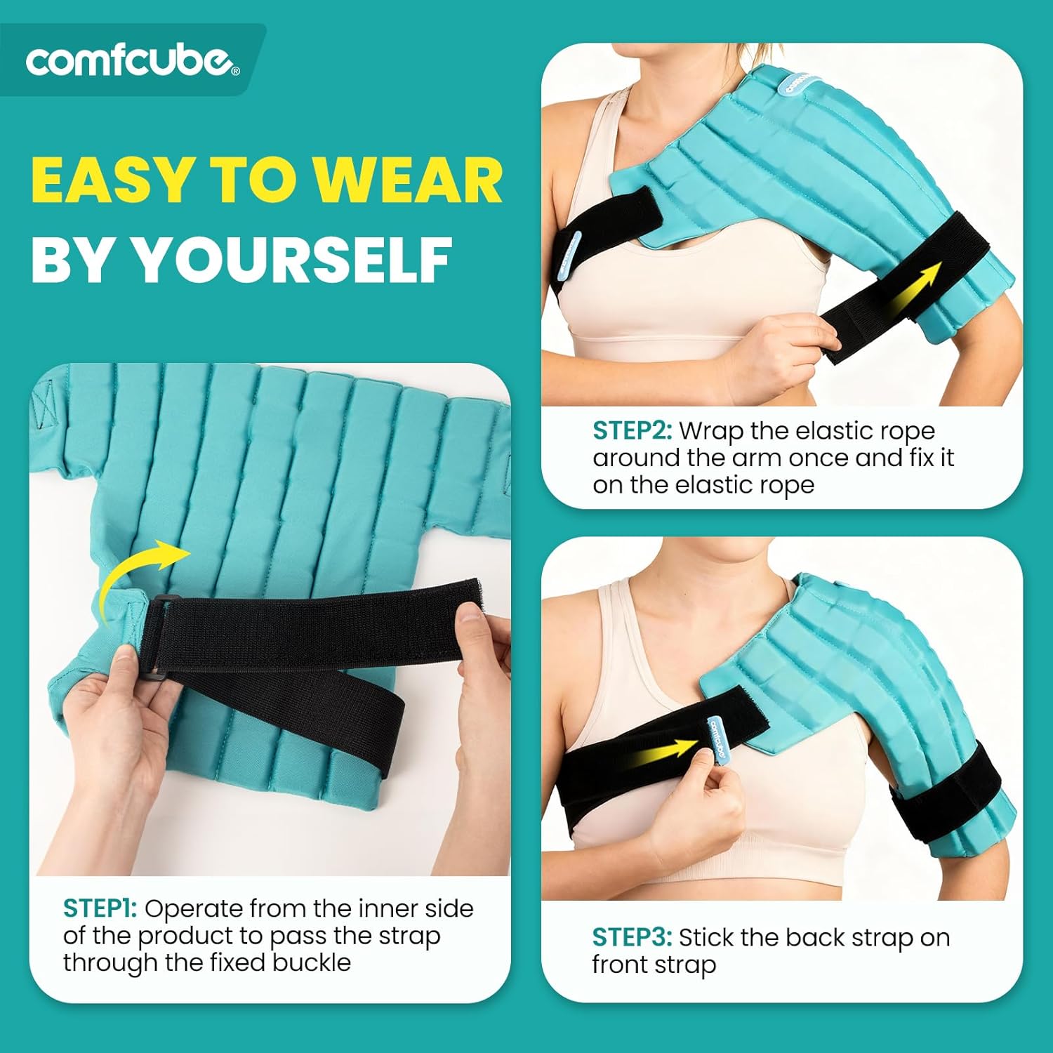Shoulder Ice Pack Wrap, 2 Hours Long Lasting Rotator Cuff Cold Therapy Flexible Shoulder Ice Pack for Injuries Reusable, FSA Eligible, Cold Pack for Tendinitis, Surgery, Swelling