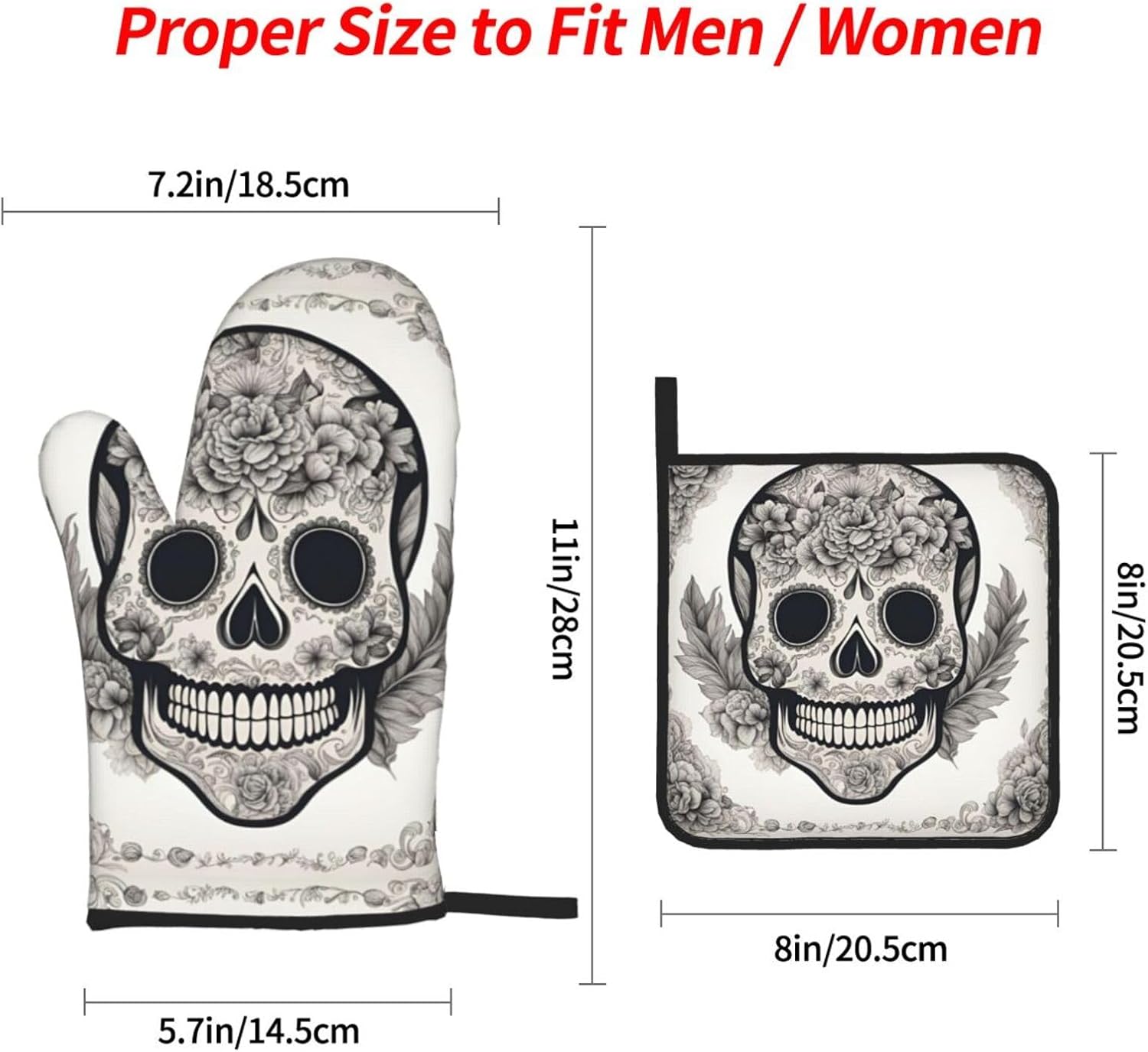 Mexican Skull Kitchen baking four piece set, fit for cooking and baking, oven, microwave, and outdoor barbecue