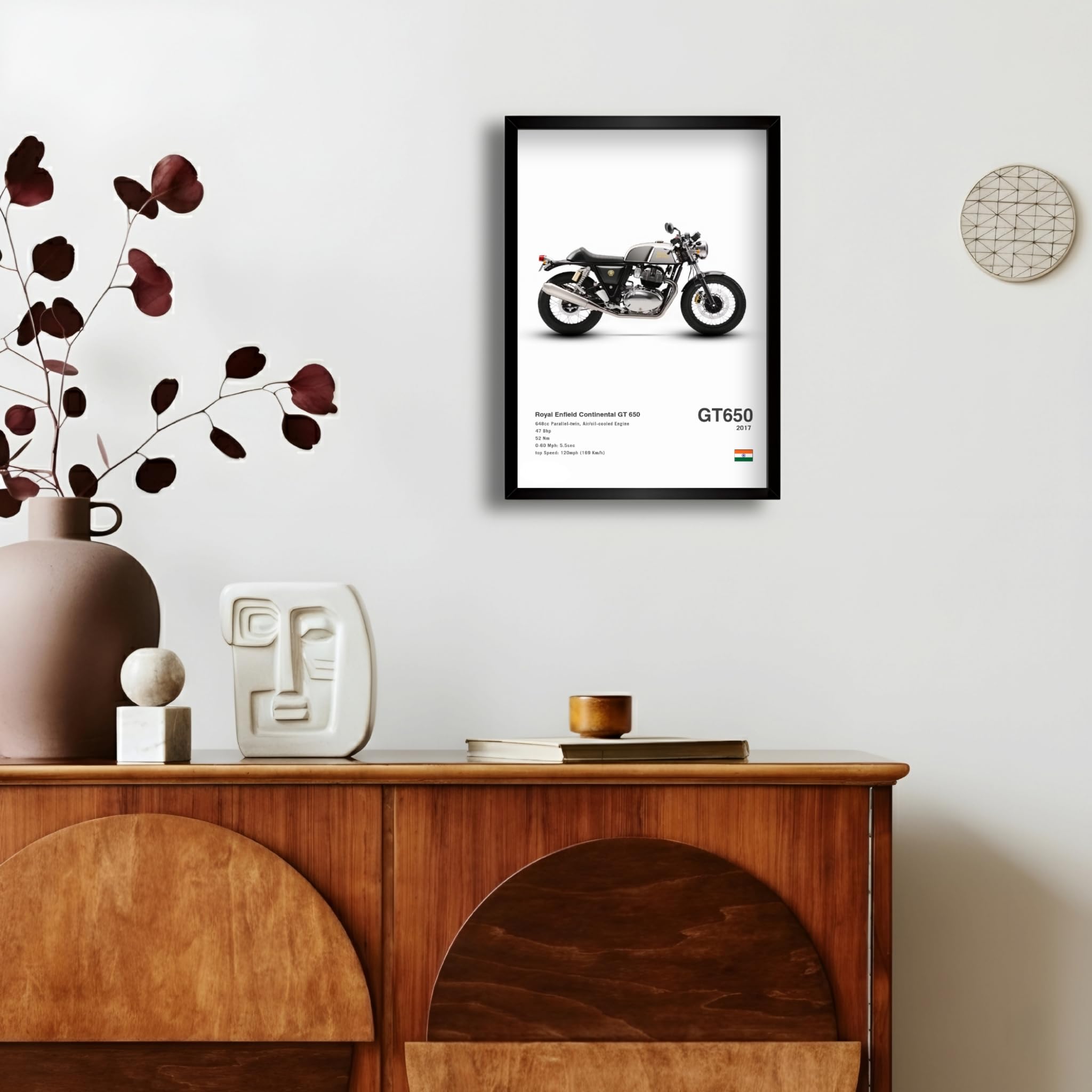 GT 650 Continental Bike Poster for Wall Photo Frame, Modern Wall Framed Paintings for Office, Dining, Living Room Decoration (Framing with Leminated Photo) SK Gallery 8 x 12 (inch), Wall Photo Frame/Bike Poster Photo Frame) (CLEAN) 2