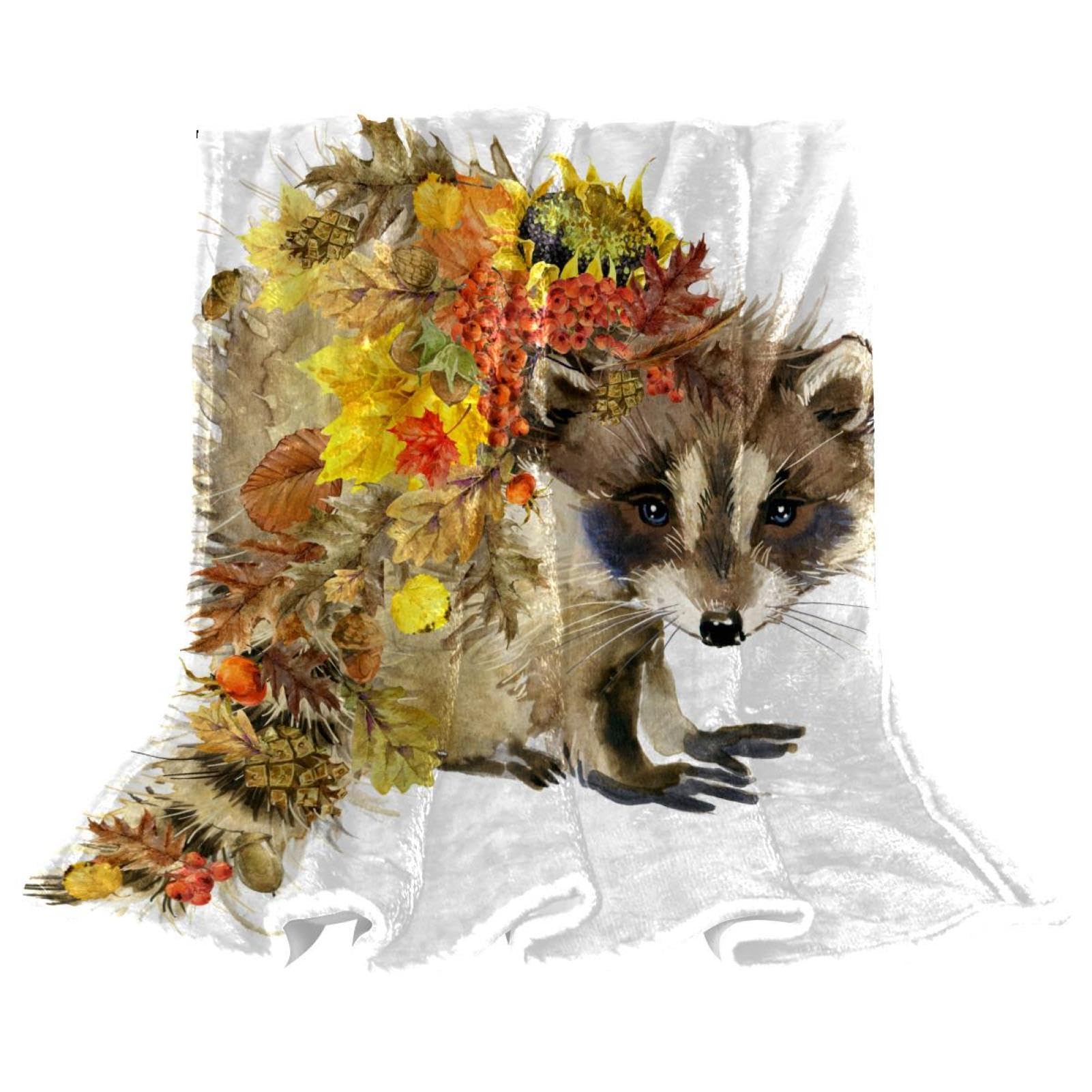Couverture polaire renard et feuilles d'automne pour réchauffer vos soirées en famille