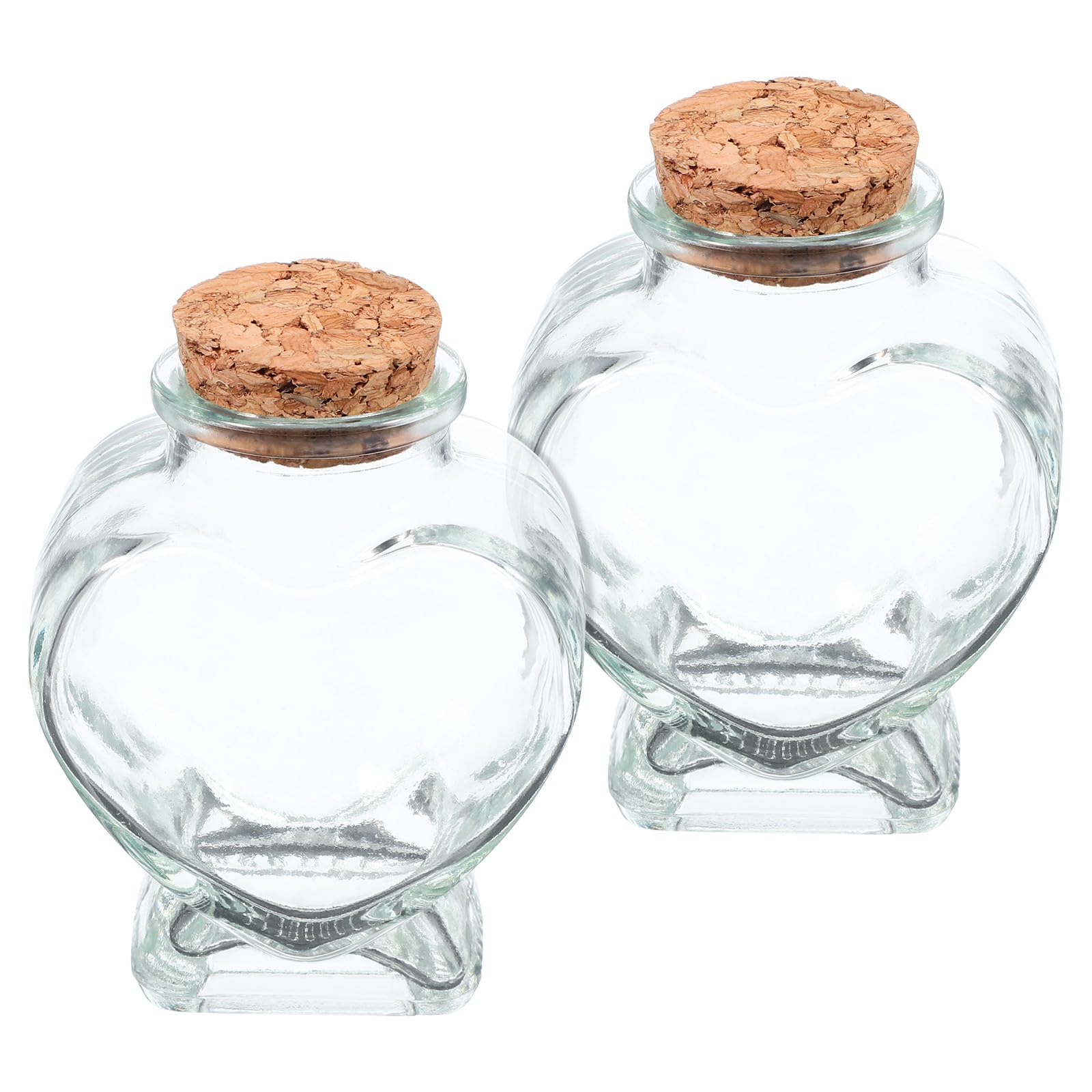CRAFTHROU 50Ml Heart Shaped Glass Bottles with Cork Stoppers, Mini Wishing Jars for DIY Crafts, Wedding Party Favors, Honeymoon Sand Keepsake Candy Storage, 2Pcs
