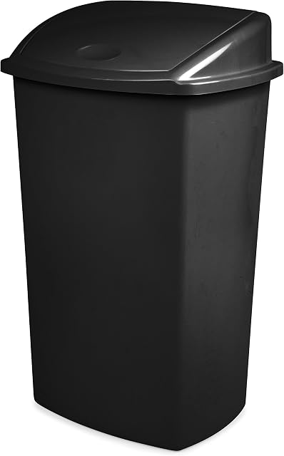 CEP Plastic Bin with Swing Lid, Plastic, Black, 36.5 x 46.5 x 75 cm
