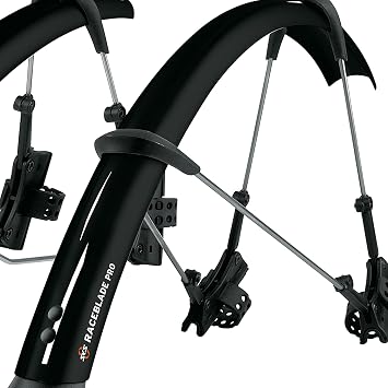 SKS Germany RACEBLADE PRO Set Black Schutzblech-Set, Ideal fur Rennrader (superleichtes Fahrradzubehor mit Extra langem Spoiler, Schnellspanner, INKL. Streben und Befestigungsmaterial), Schwarz