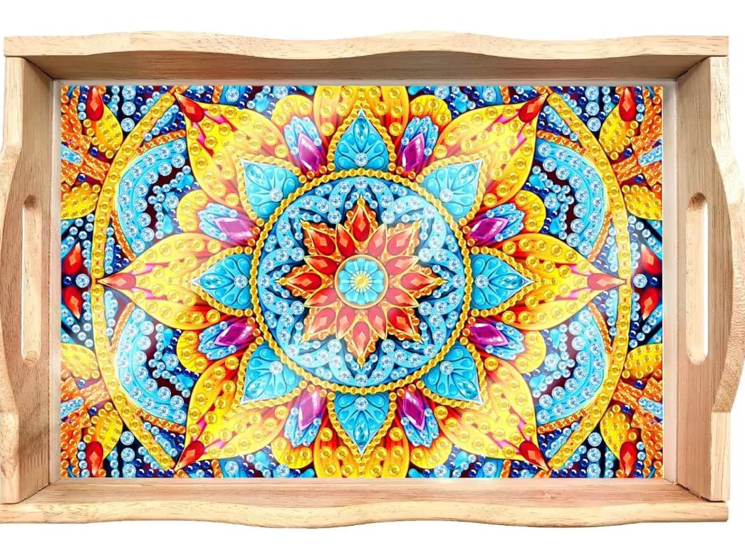Syntego 5D DIY Mosaic Diamond Art Trays 30cm x 20cm I Crystal Rhinestone Wooden Decoration Tray for Serving, Christmas, Birthday Gifts & Special Occasions I Durable, Sparkly & Creative Trays