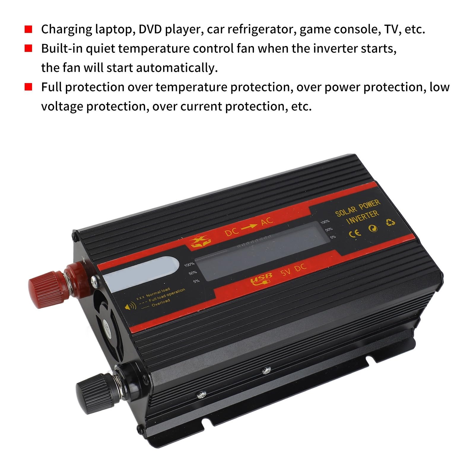 L'inverter per Auto con di Picco da 3000 W Carica in Modo Efficiente i Dispositivi Elettronici, per Viaggiatori in Auto/furgone, Materiale ABS, Dimensioni 7,7 X 4,3 X 2,2 Pollici