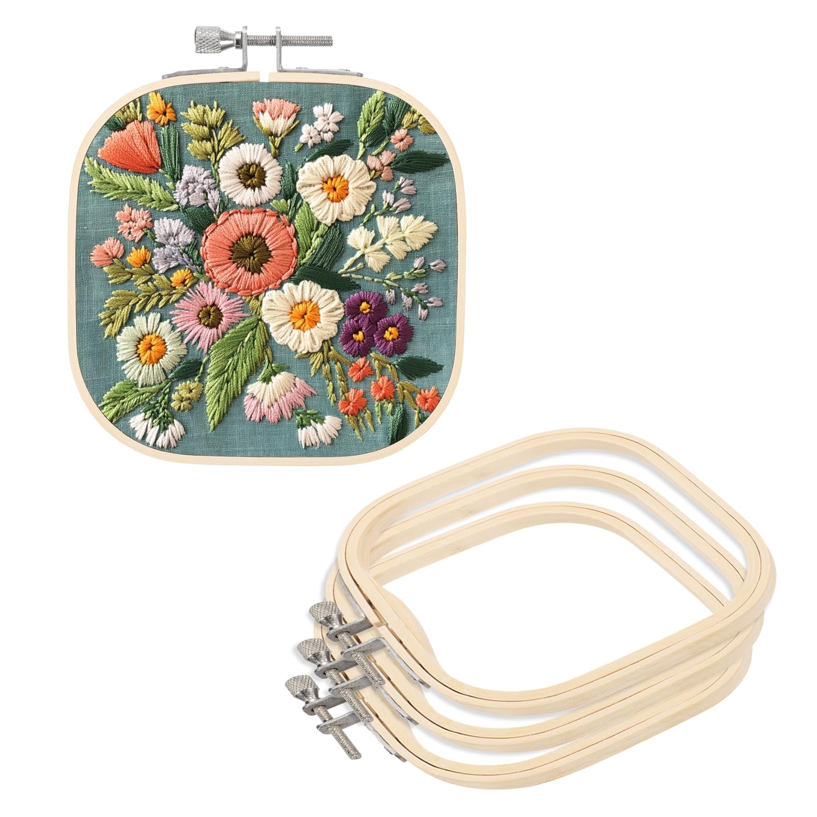 PATIKIL 4 Pieces 5.1" x 5.1" Square Embroidery Hoops
