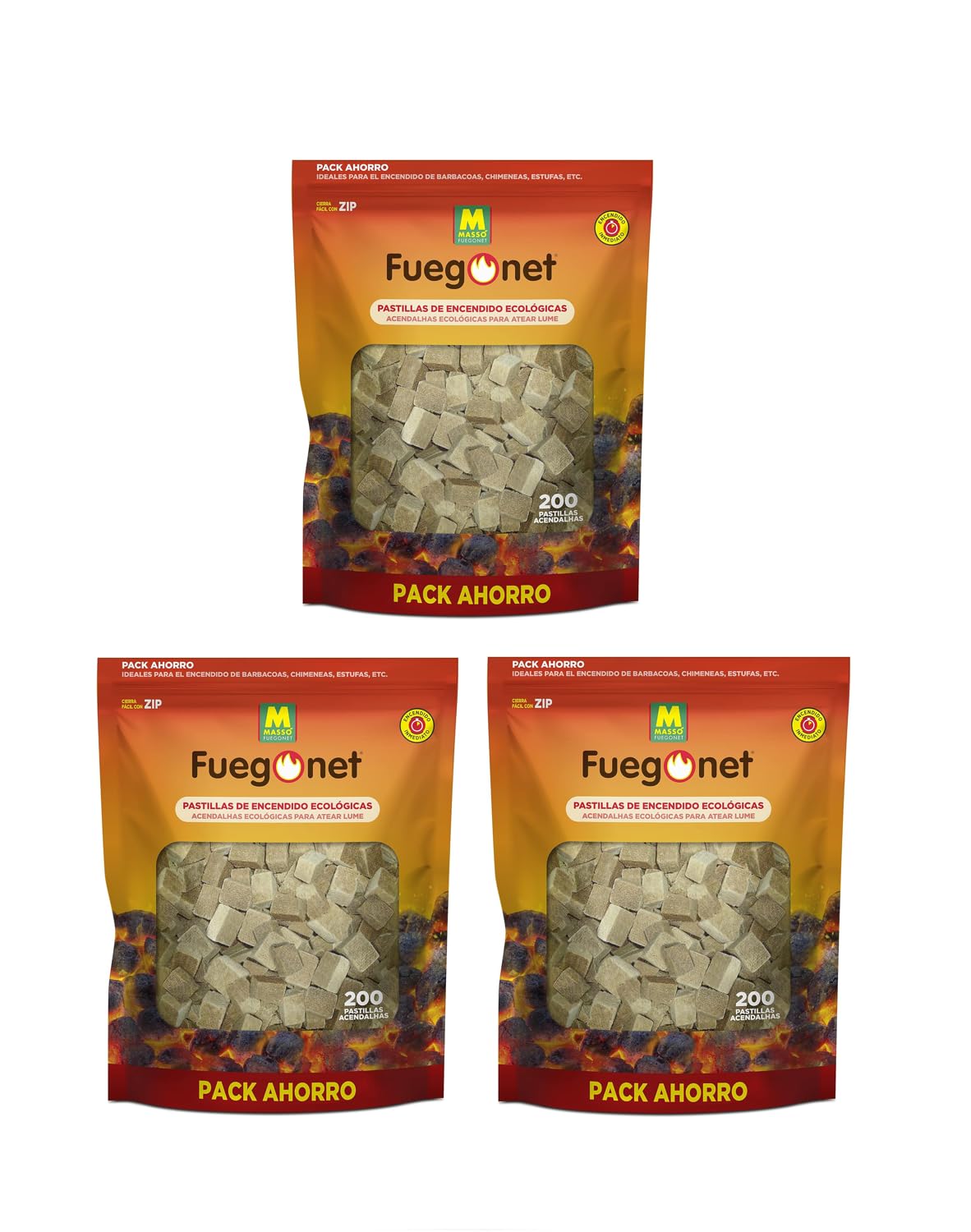 Fuegonet 231281N Pastillas Ecológicas Pack de 3 Bolsas. 600 Pastillas.