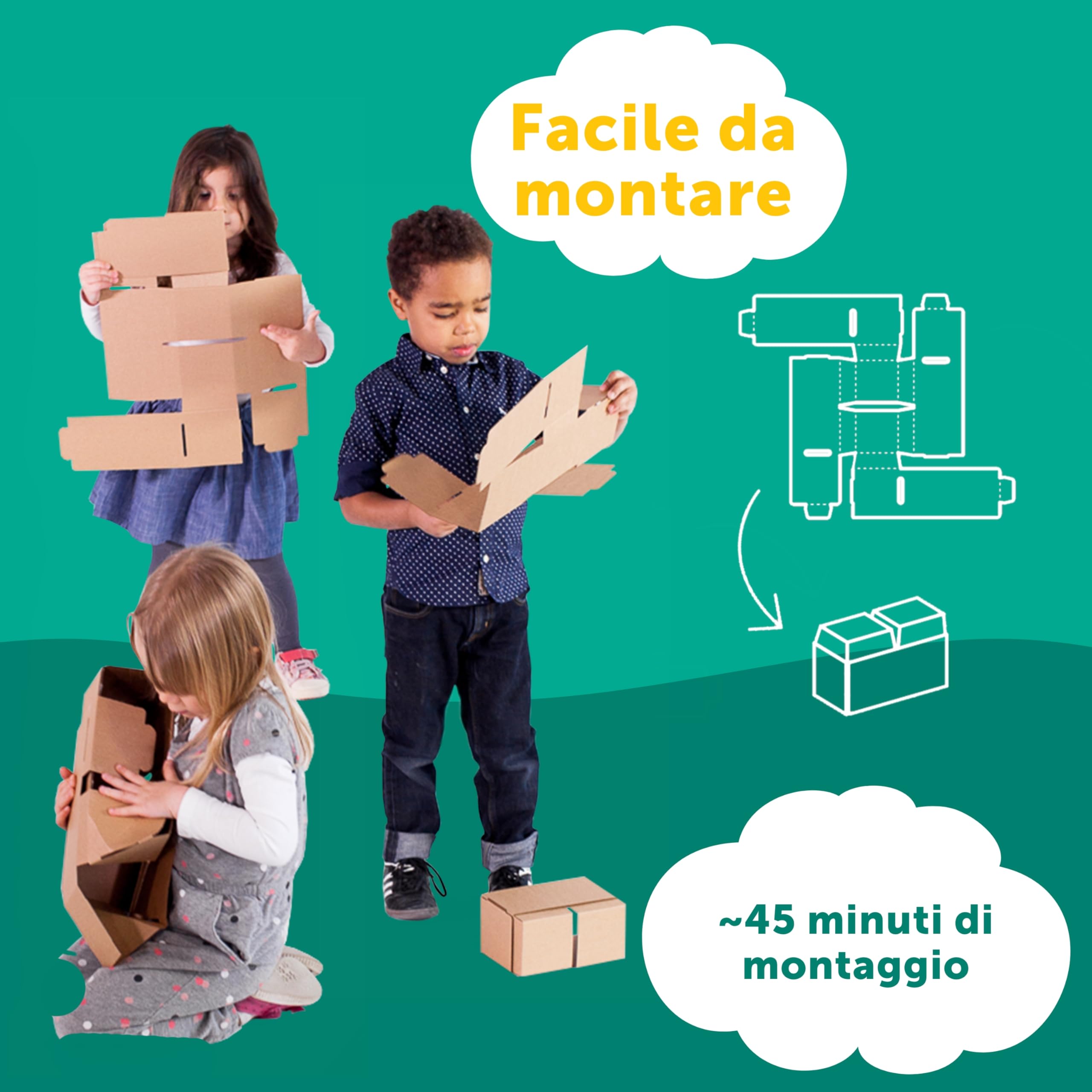 GIGI Bloks 100 Mattoncini Costruzioni Grandi per Bambini XXL Impilabili & Incastro | Cartone Blocchi Costruzioni per Bambini Robusti e Facili da Montare | Grandi Giochi Montessori Creativi & Educativi