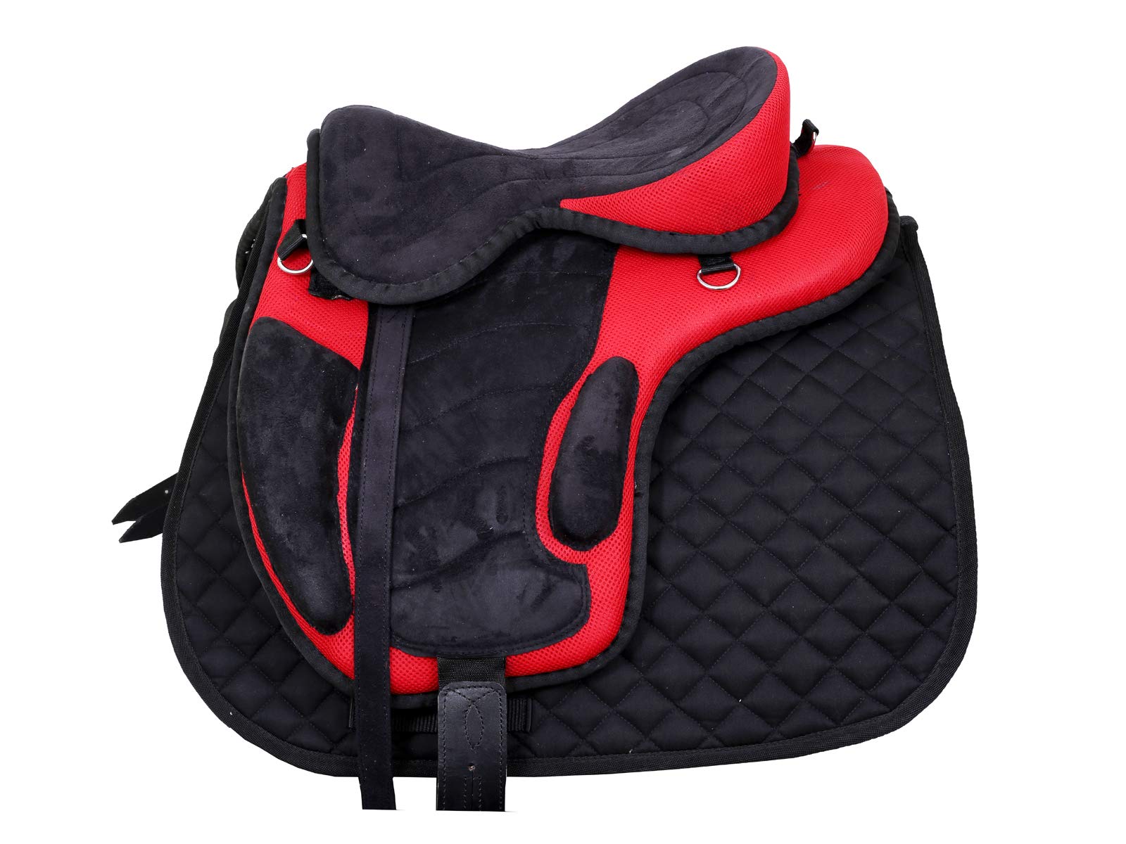 RAJ INTERNATIONAL Youth Child Synthetic Treeless FREEMAX English Horse Saddles Tack, Get Matching Girth, Leather Straps, & Saddle Pad Size 10" to 12" Inches Seat Available