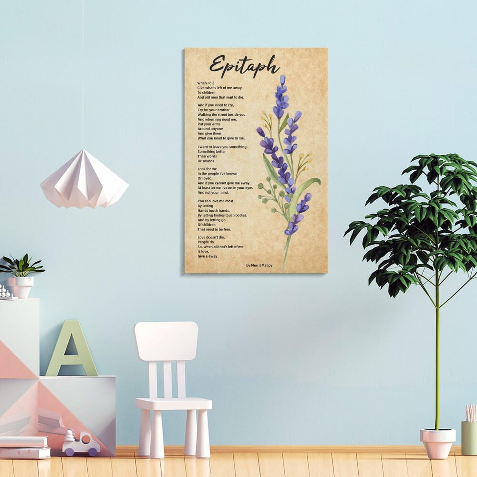 Epitaph Poem By Merrit Malloy Wall Art Canvas | 20x30cm Inspirational Poetry Poster Unframed