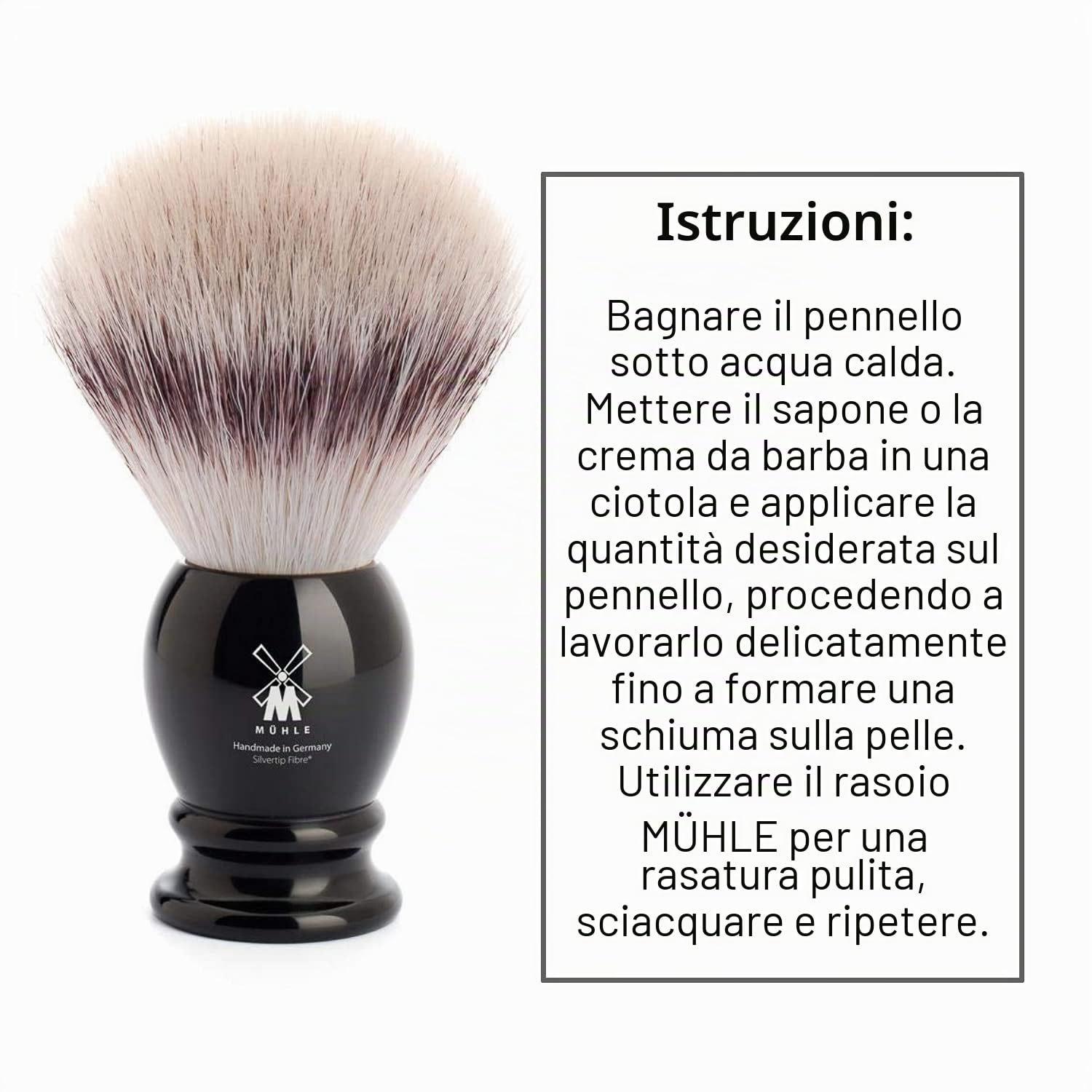 Brocha de Afeitar Mühle Fibra L "Punta Plata"