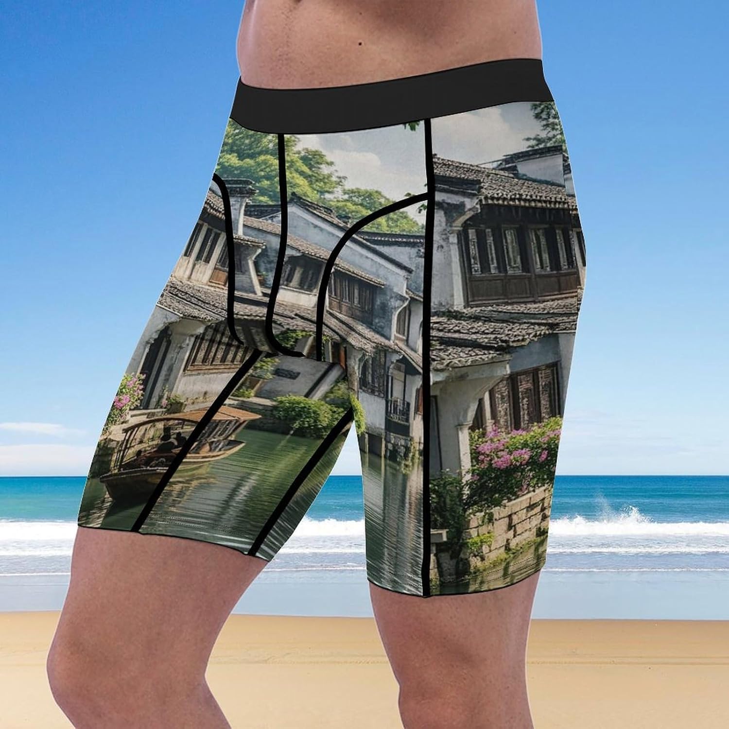 Jiangnan Water Towns Compression Shorts Men Spandex Sport Shorts Workout Performance Baselayer Underwear