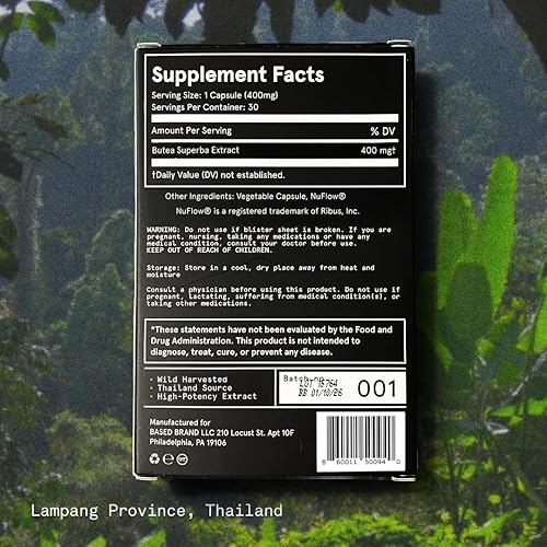 Miniatura 5 de Based Supplements Extracto de Butea Superba, hierba tradicional tailandesa para vitalidad, concentración y energía de los hombres, polvo de raíz