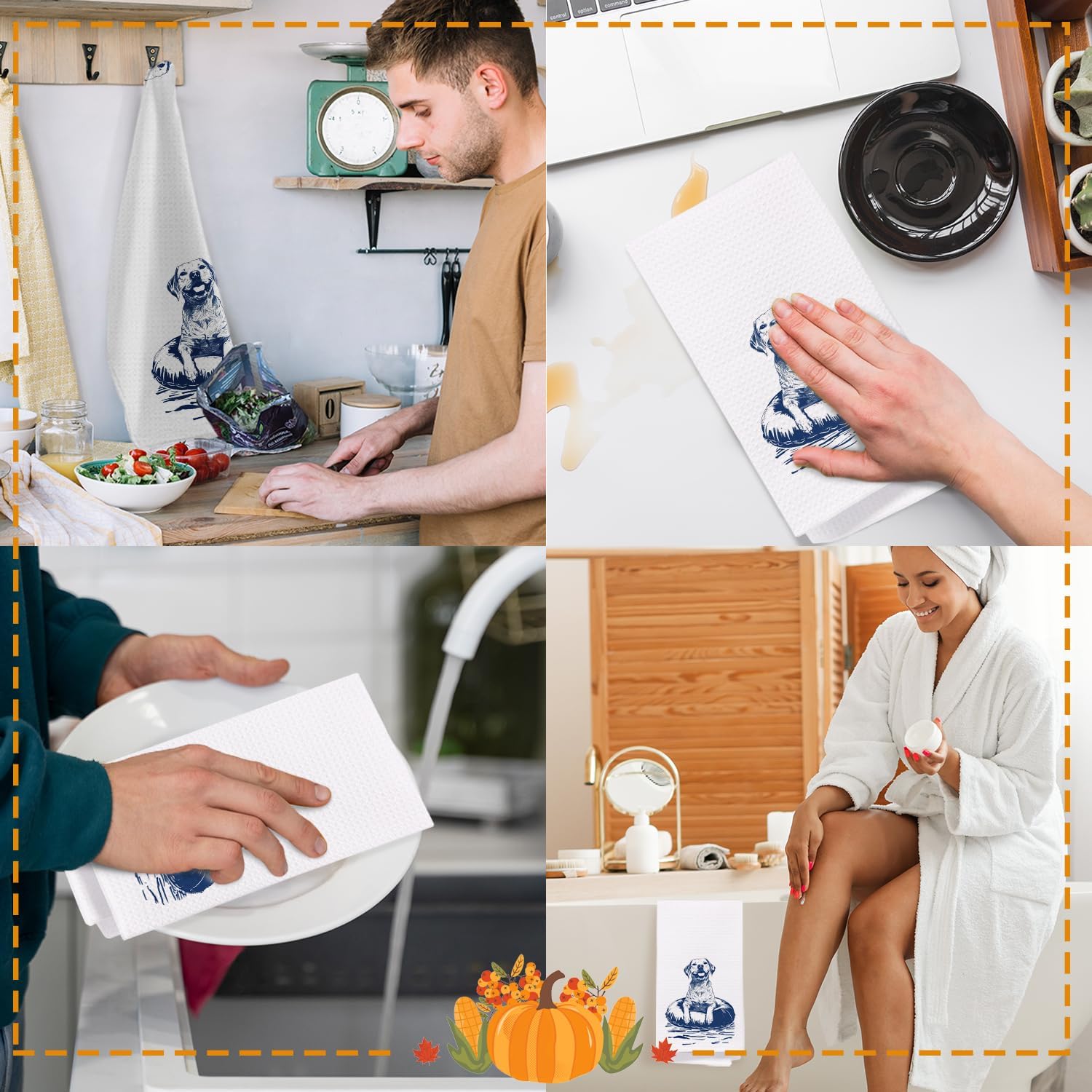 SPBL&L Summer Lake Labrador Retriever Kitchen Towels, Labrador Retriever Gifts Decorative Dish Tea Towels, Coastal Nautical Dog Hand Towels for Cabin Cottage Bathroom Kitchen, 16x24 Inch - Image 5