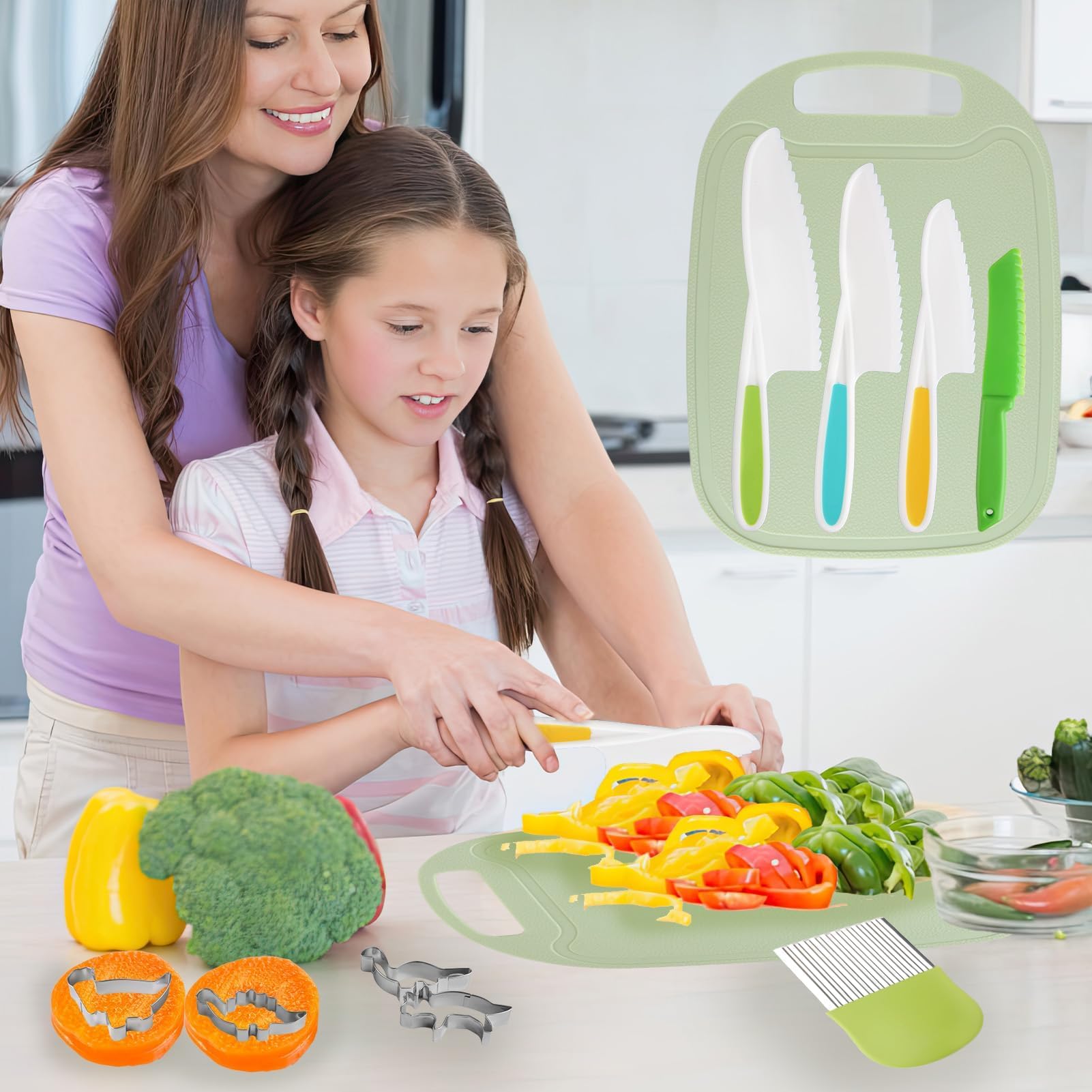 Couteau Enfant Ensemble De 4 Couteaux De Cuisine Enfants à Partir De 2 Ans - Couteaux Éducatifs En Plastique Pour Découpage Des Fruits Et Légumes, Conforme Aux Normes De Sécurité Alimentaire