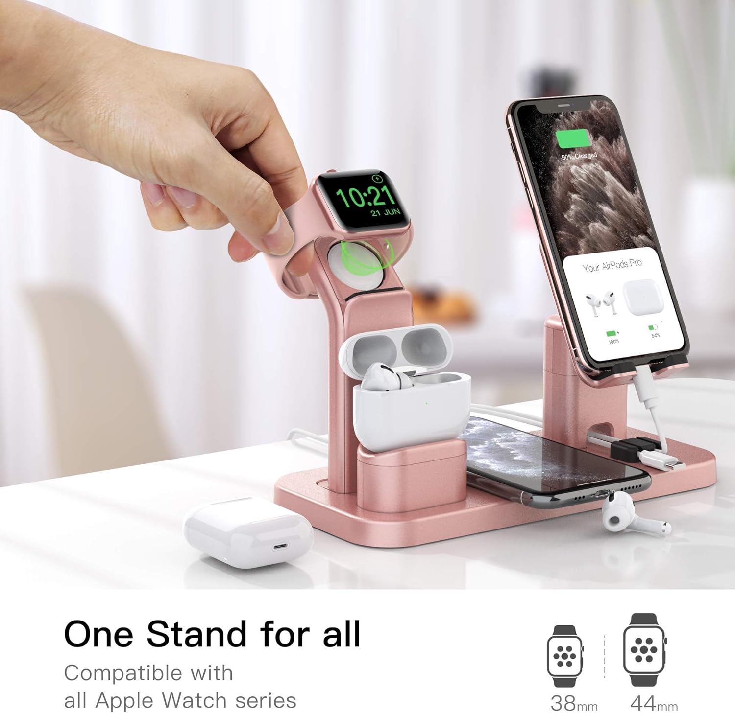 Exсluѕіvе Sресіаl Wireless Charger Stand, CEREECOO 4 in 1 Wireless Charging Station Dock Compatible with iPhone Series13/12/11/11pro/Xr/Xs/X/Max/8/8Plus Apple Watch 7/6/5/4/3 AirPods Pro/1/2(iWatch Charger Required)