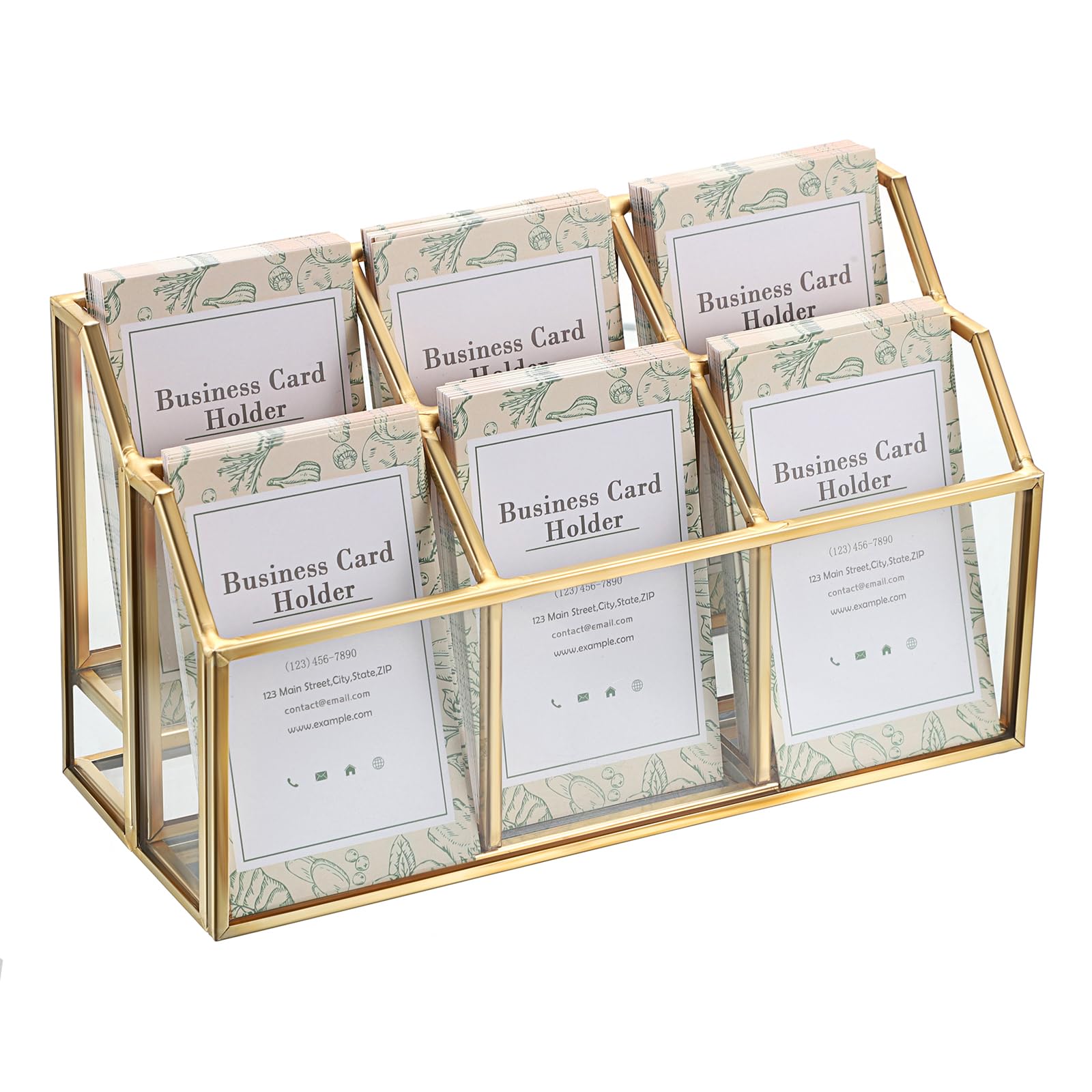 Présentoir de cartes de visite doré en métal miroir pour bureau chic
