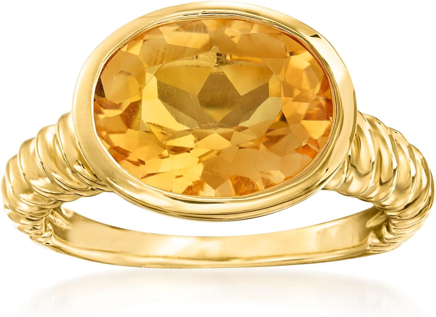 Ross-Simons 4.50 Carat Oval Citrine Ring in 18kt Gold Over Sterling