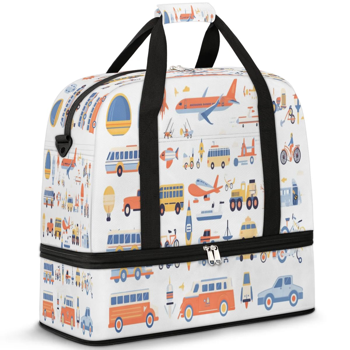 Niedliche Reisetasche für Auto, Flugzeug, Reisen, für Damen und Herren, Wochenende, Übernachtung, faltbar, nass getrennt, 47 l, Tragetasche für Sport, Fitnessstudio, Yoga, farbe, 47 L,