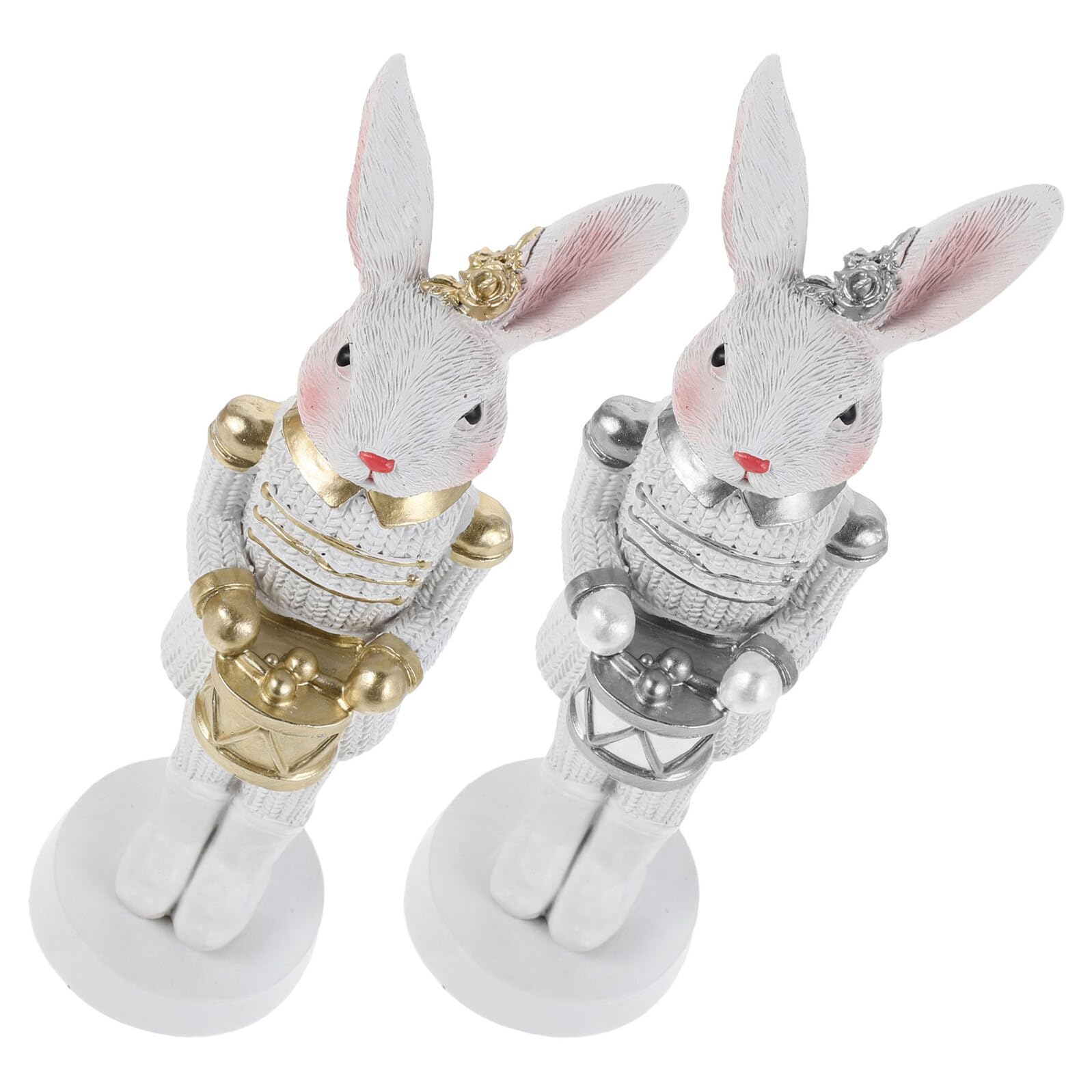 2 Stück Osterhasen Nussknacker aus Weißem Kunstharz Detailreiche Hasenfigur mit Kaminsims Dekoration für Ostertisch und Frühlings Wohndeko