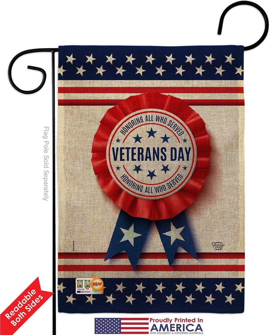 Veterans Day Burlap Garden Flag Armed Forces All Branches Support Honor United State American Military Veteran Small Decorative Gift Yard House Banner Double-Sided Made In USA 13 X 18.5