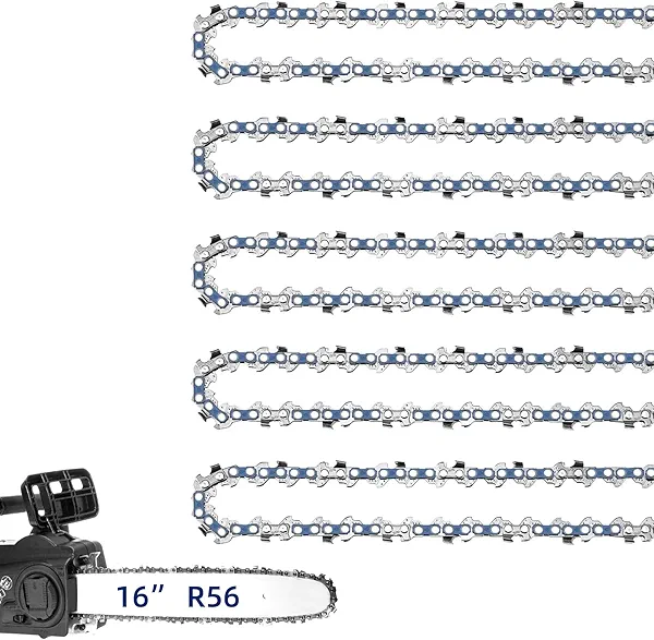 5 Pack 16 Inch Chainsaw Chain 3/8" LP Pitch .043" Gauge 56 Drive Links Fits Milwaukee M18 Fuel, EGO CS1600, DeWalt DCCS690-49162715, DWO1DT616, Greenworks, Oregon and more R56