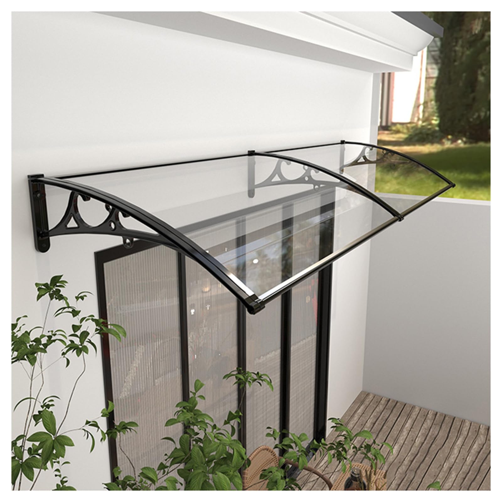 Auvent de porte en aluminium 60x400cm résistant intempéries balcon
