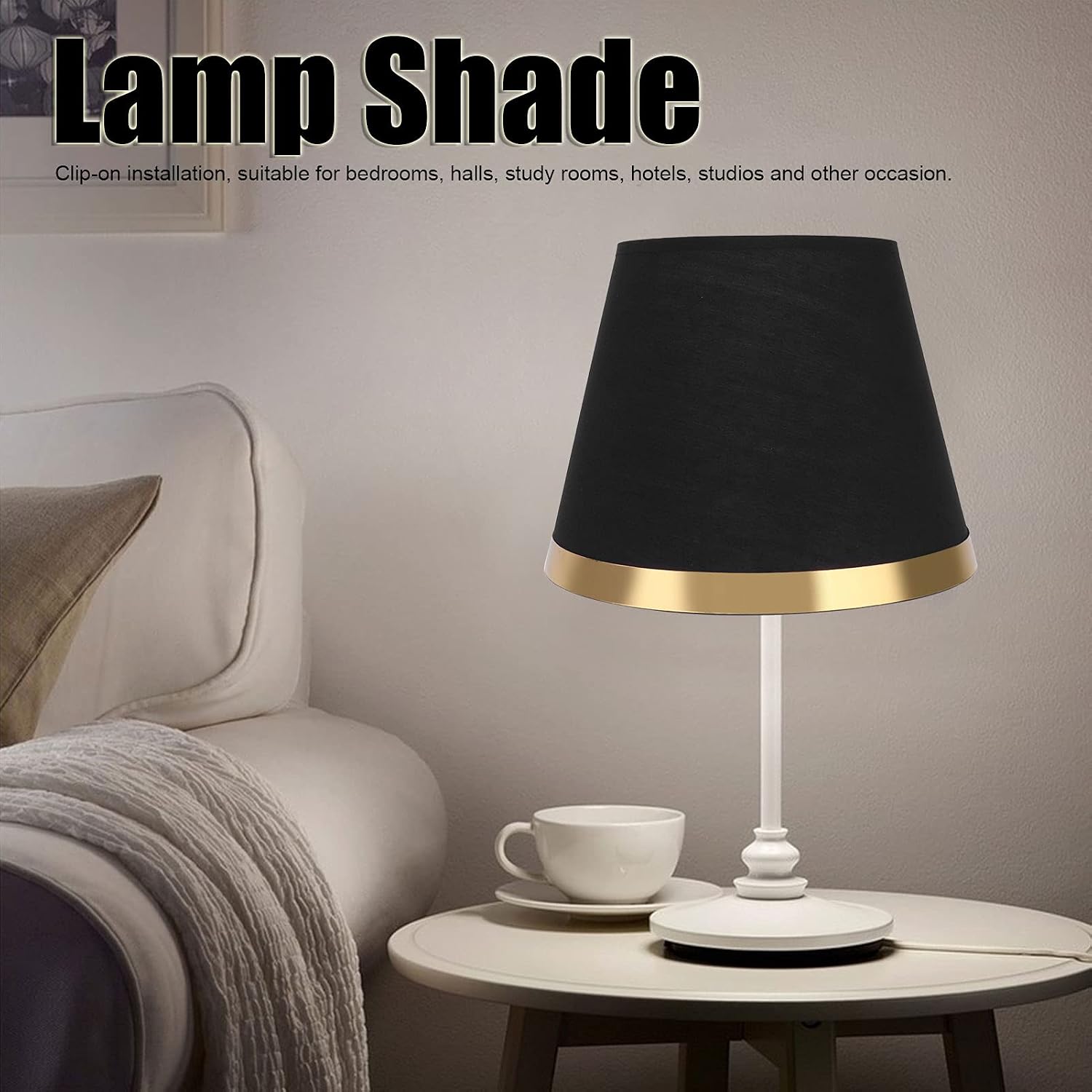 Alvinlite Lamp Shade, Chandelier Shade Light Cover Modern Uno Fitter Bell Lamp Shades for Table Floor Wall Chandelier Bedside Lamp Replacement(Black)