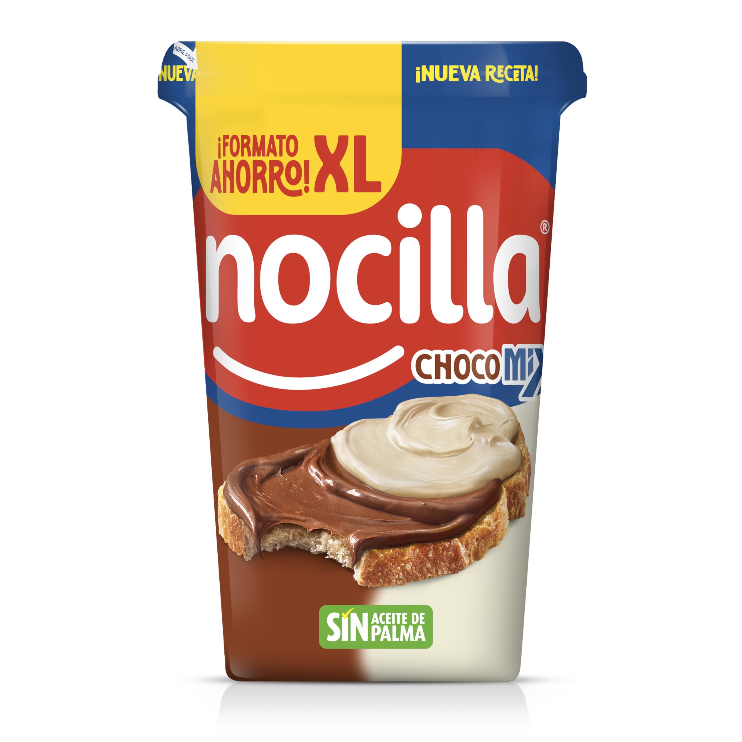 Nocilla, ChocoMix, Doble Crema al Cacao y Leche con Avellanas sin Aceite de Palma - Formato XL - Tarrina 750g