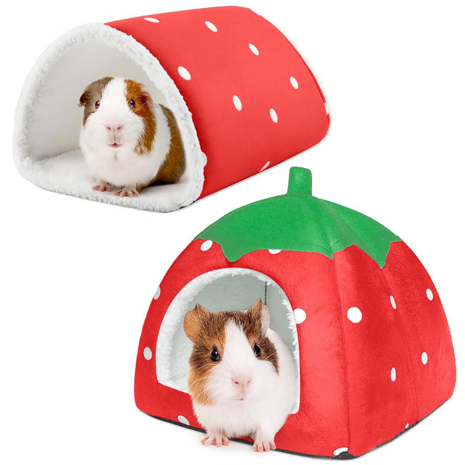 Guinea Pig Bed, Small Animal Guinea Pig House with Detachable Mat, Foldable Pet Sleephouse Suitable for Little Hamster Rabbit (Red) - Image 4