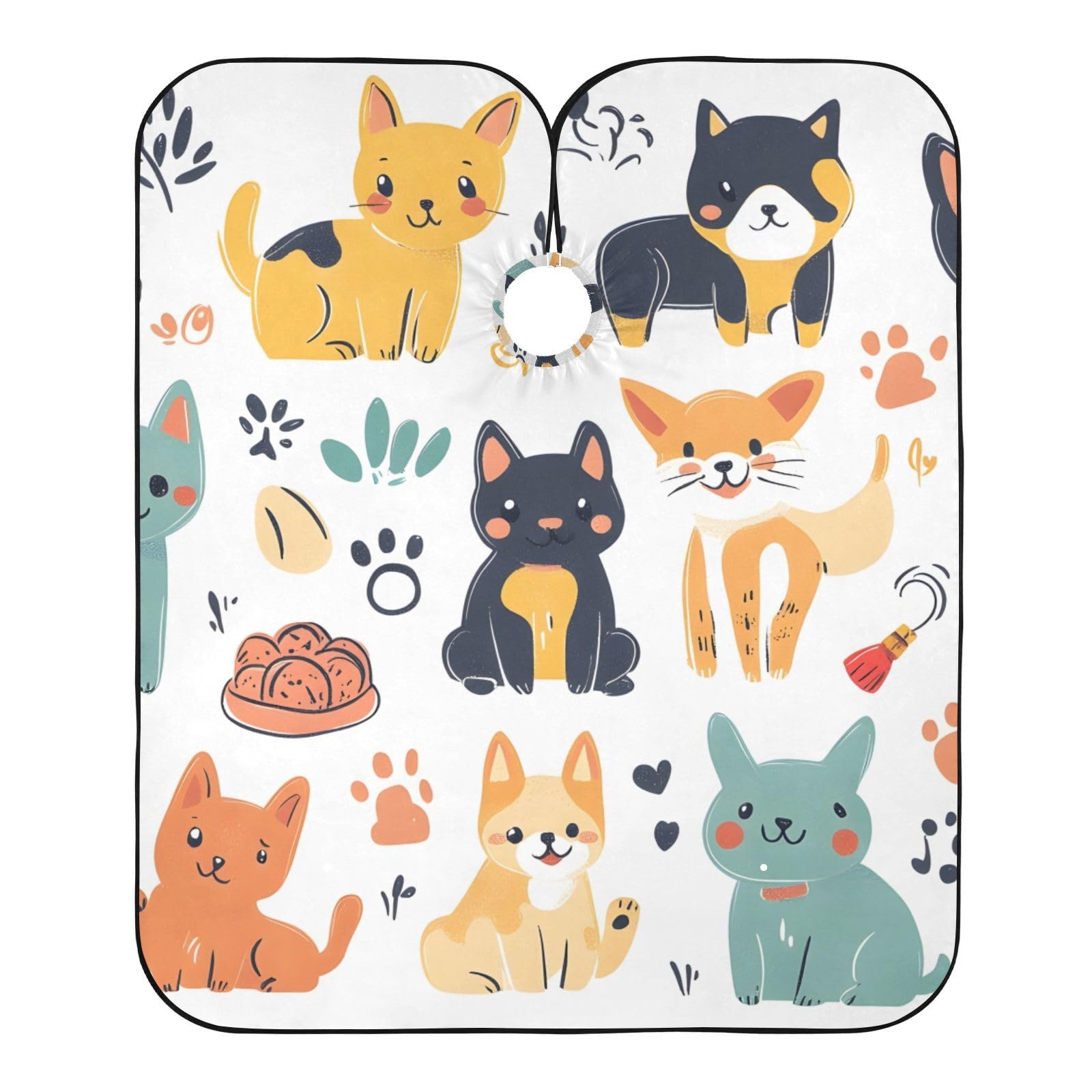 Hezely Cute Animal Hair Dye Cape, Barber Cape for Adults,Waterproof Salon Cape,Waterproof Hairdressing Styling Hair Cutting, 65