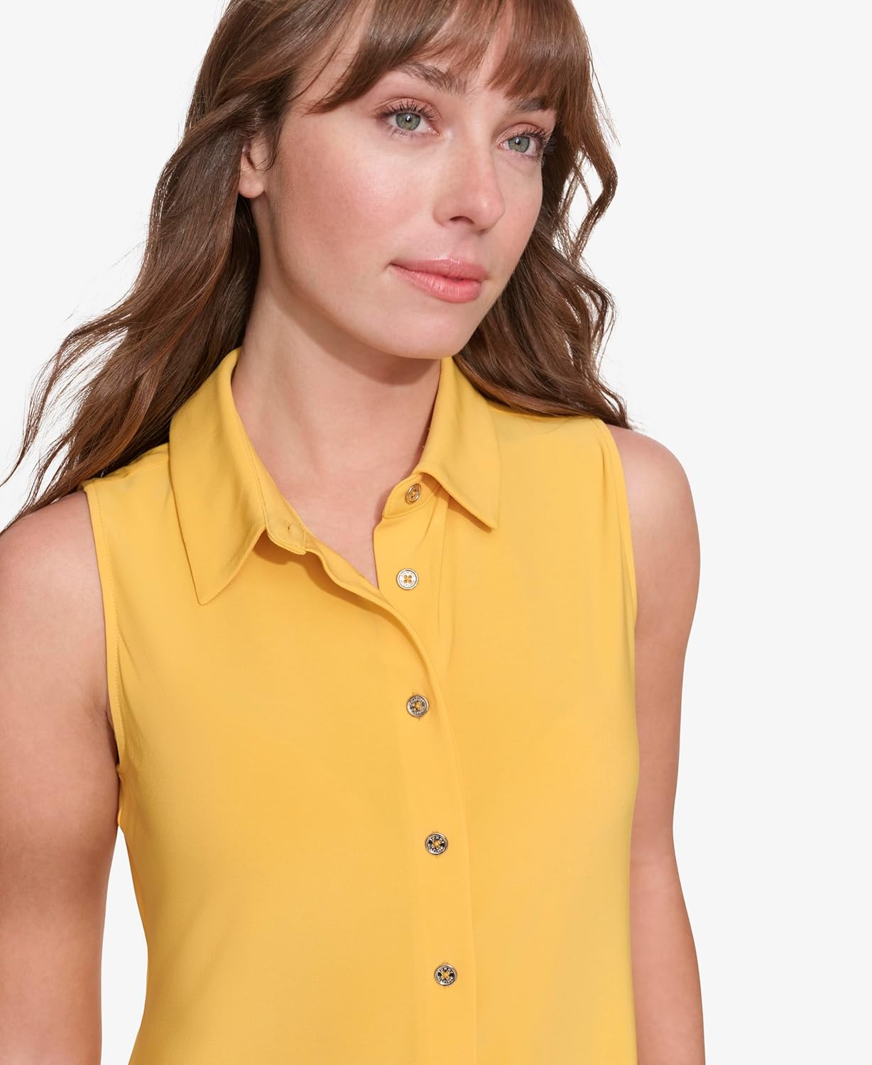 Tommy Hilfiger Womens Classic Collared Button Front Sleeveless-Knit Top - Image 5